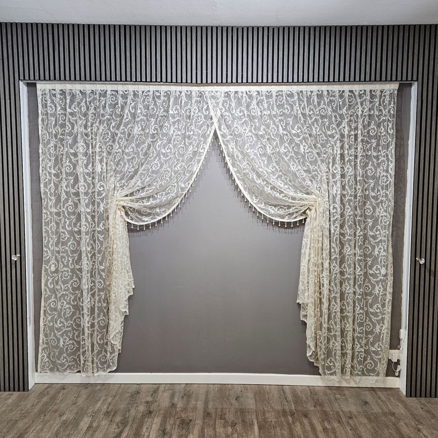 Gardinen by Justyna Perlenvorhang Kruvaze Gardine Champagner, Kräuselband, günstig online kaufen