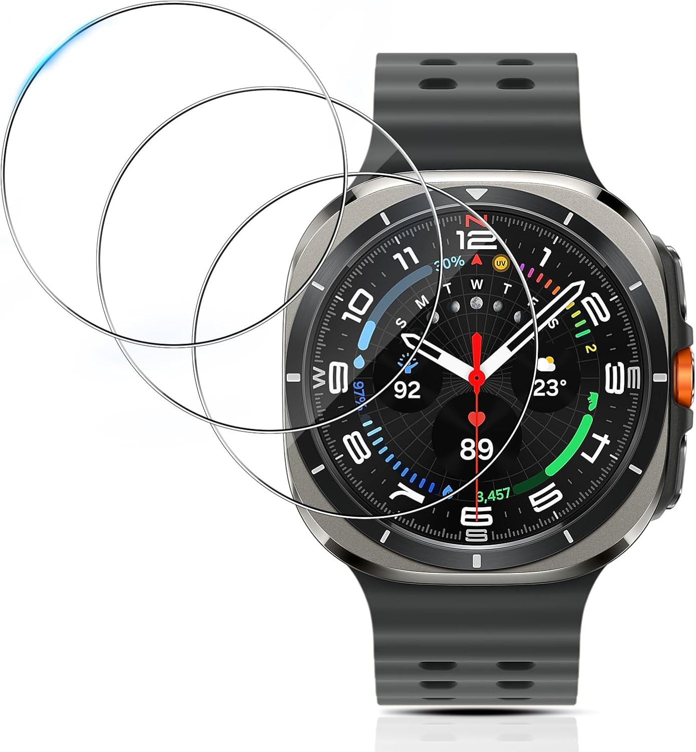 MSM Displayschutzglas 3X Schutzglas für Samsung Galaxy Watch 7 Ultra 47mm Panzerfolie 9H