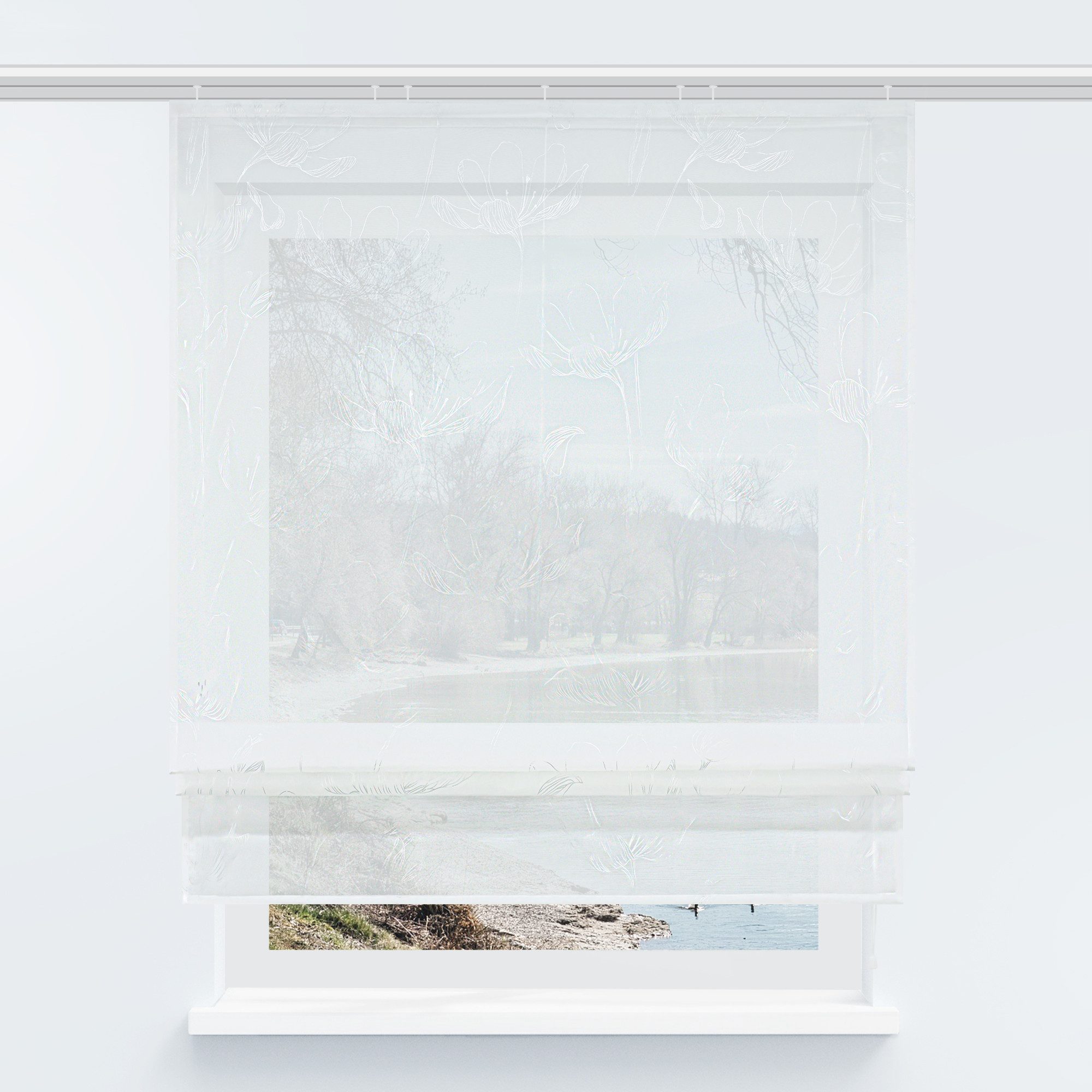 Joyswahl Raffrollo, mit Klettband, Küche Gardinen, Modern, mit Lotosmuster günstig online kaufen