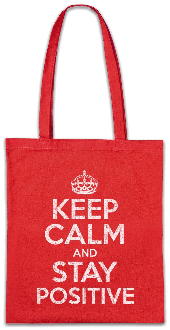 Beuteltasche Keep Calm And Stay Positive Stofftasche Happy Glücklich Positive