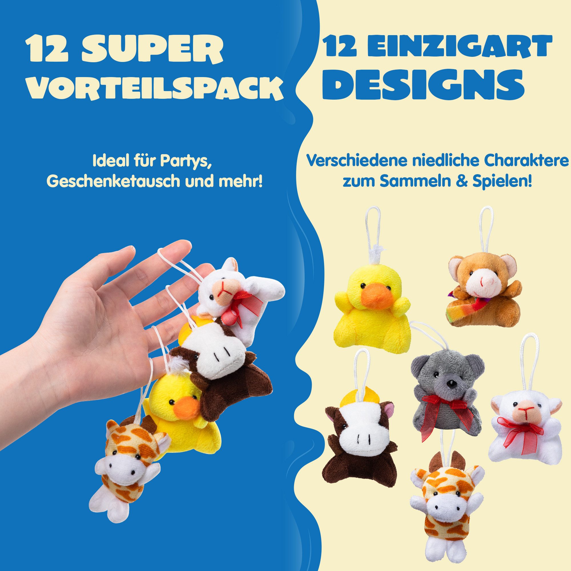JOYIN Schlüsselanhänger Set JOYIN 36er Set Mini Plüschtiere – 6,4-7,6 cm, 36 verschiedene Designs (36-tlg)