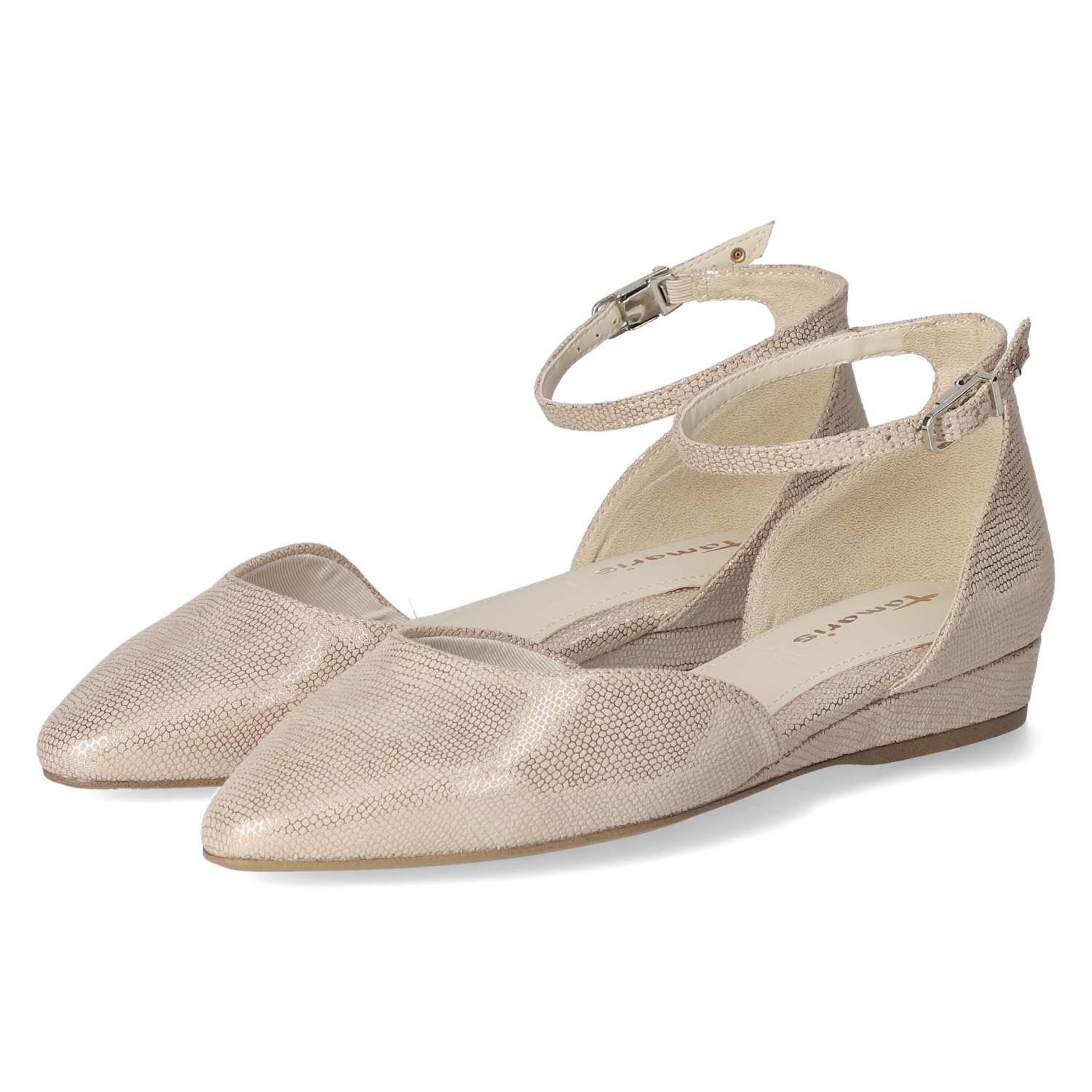 Tamaris Tamaris Klassische Ballerinas 1-22155-46-968 Damen Textil gold Keilpumps
