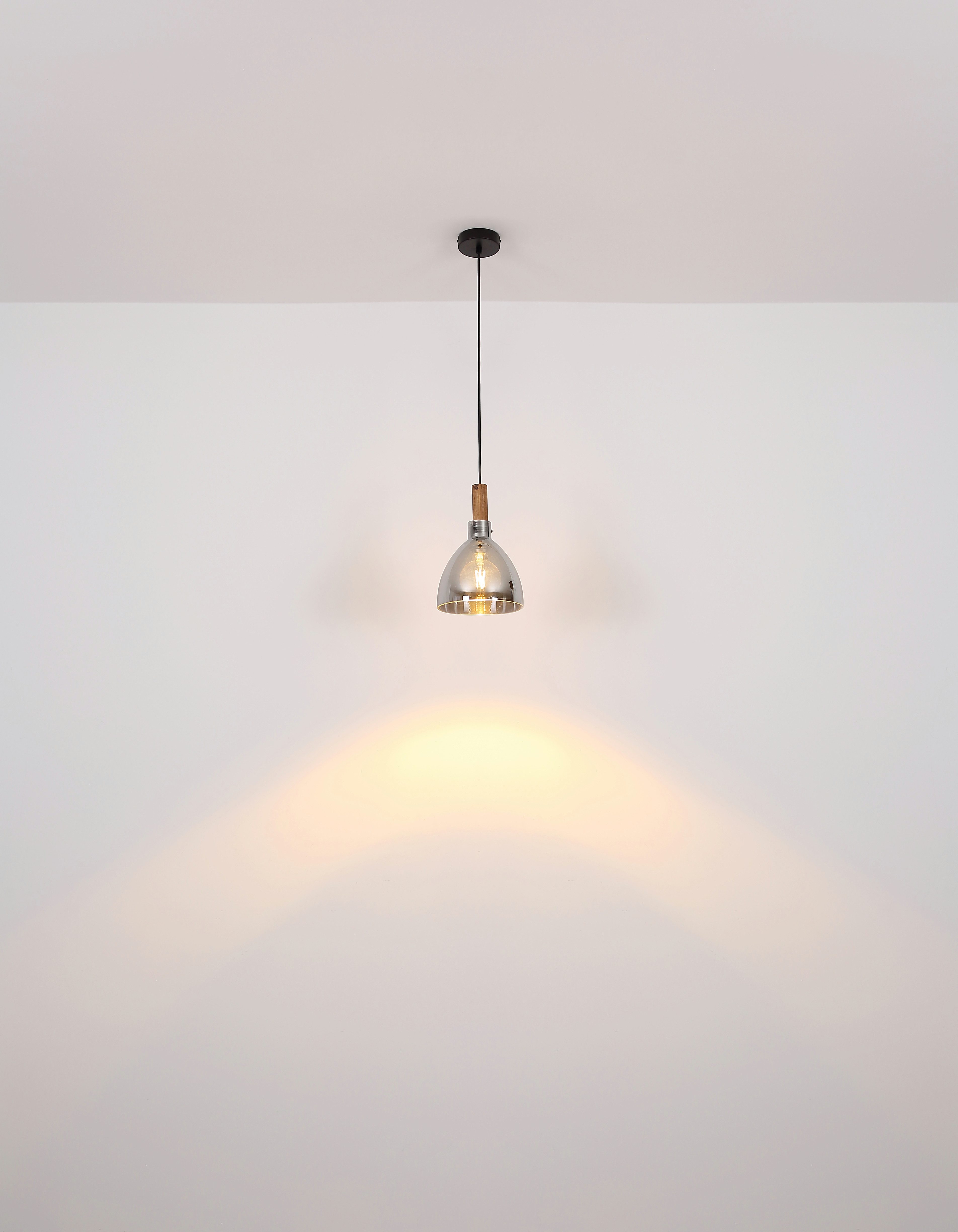 GLOBO LIGHTING Hängeleuchte MATTEA, ohne Leuchtmittel, Hänelampe/Pendelleuchte/Glas rauchfarben/Wohnzimmer/Esszimmer