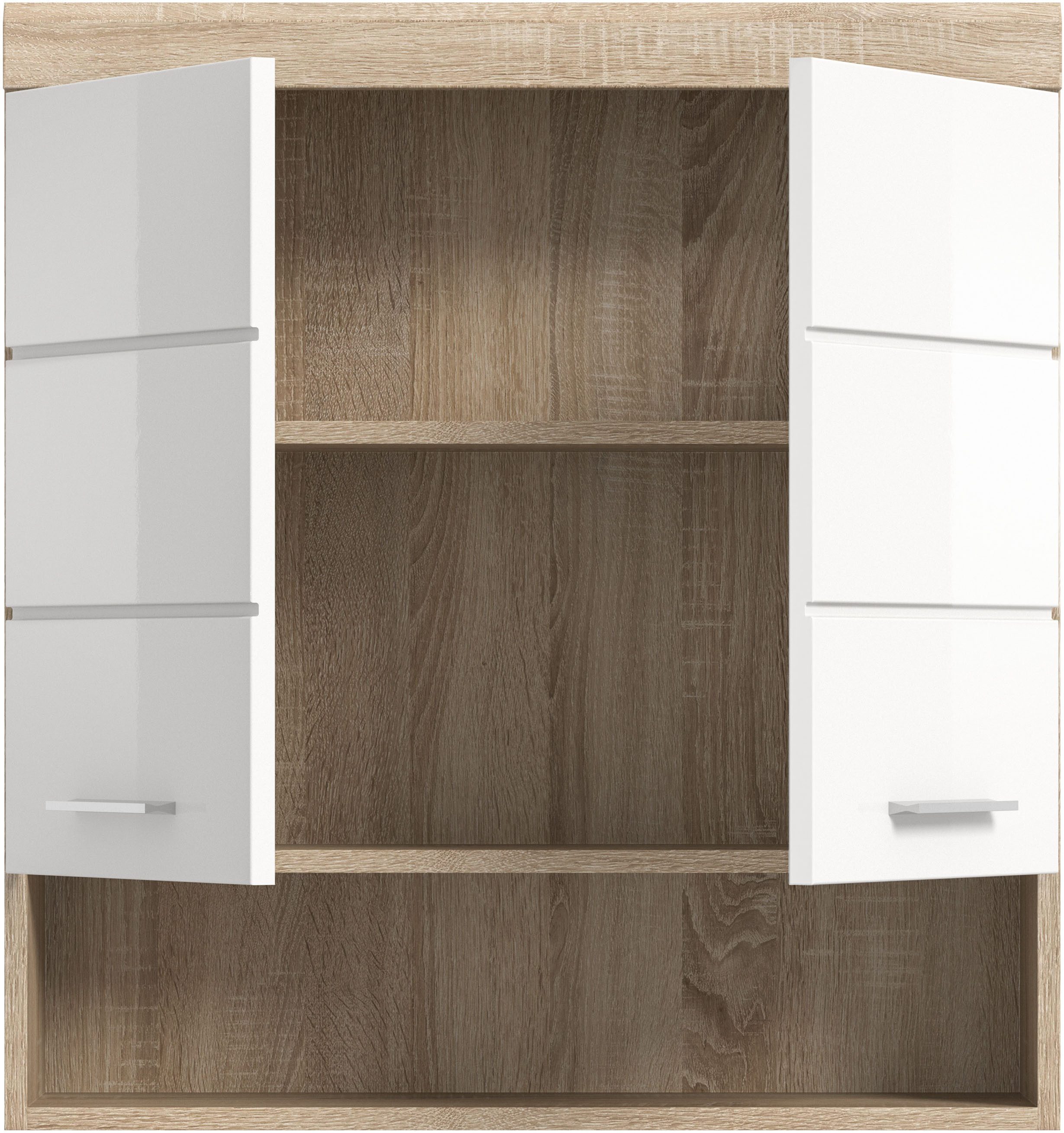 welltime Hängeschrank SIENA, Breite 74cm, 2 Türen, 1 offenes Fächer, MDF-Front (TOPSELLER) in verschiedenen Farben erhältlich, Badmöbel, Badschrank, Schrank, Bad