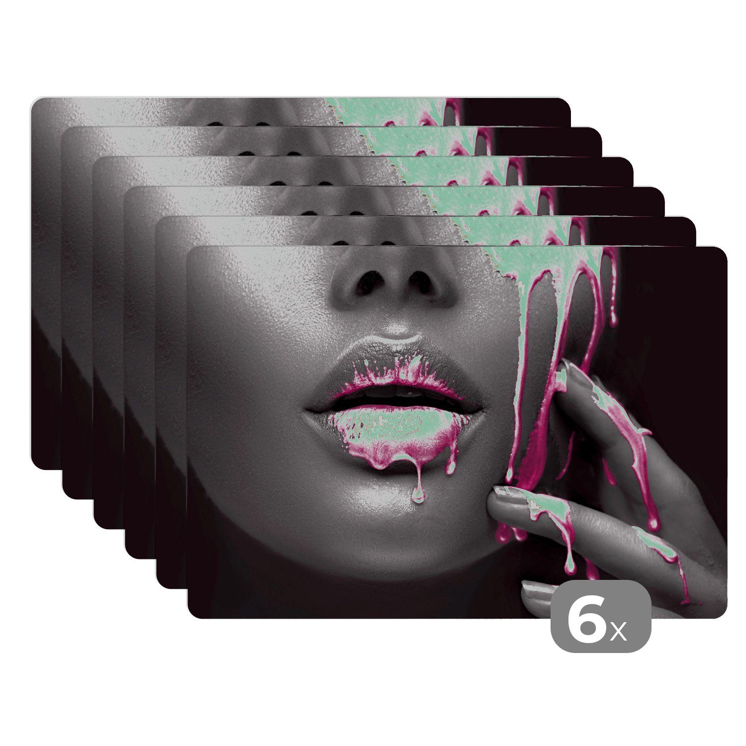 Platzset Lippen - Rosa - Schwarz