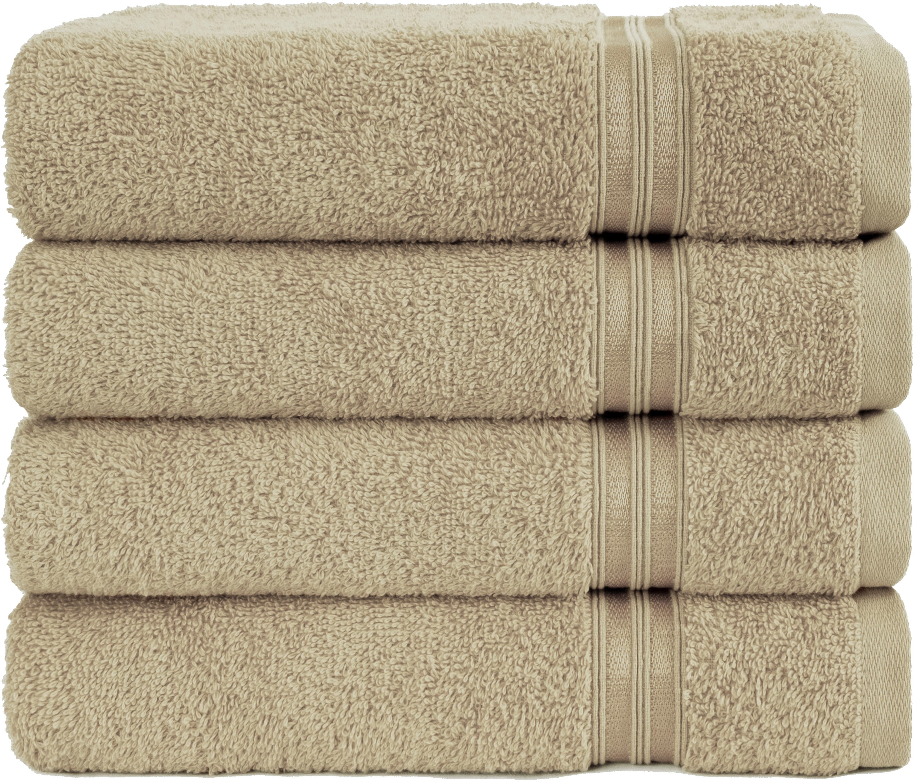 HAMMETEX Handtuch Set 4er Set Handtücher 50x100 cm, 100% Baumwolle, Weich & Saugstark, Frottier (Set, 4-St), mit Bordüre, einfarbig, weich