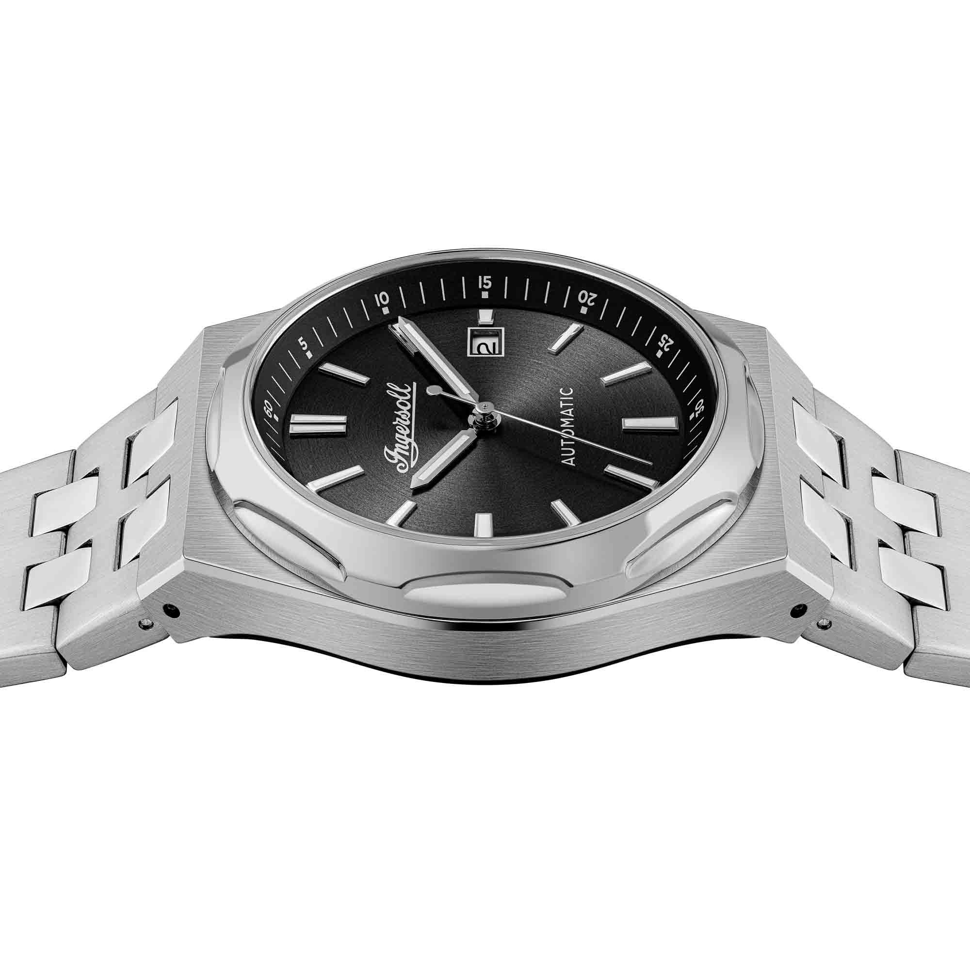 Ingersoll Automatikuhr The Rider I16801, Armbanduhr, Herrenuhr, Mechanische Uhr, Edelstahlarmband, analog