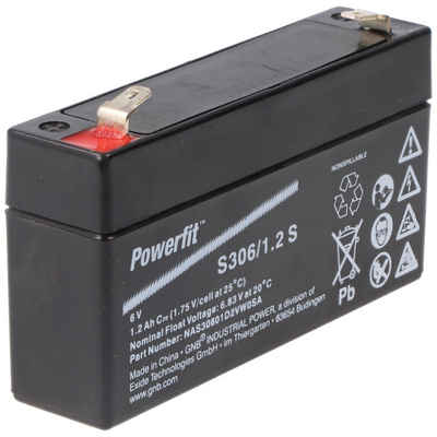 Exide Exide Powerfit S306/1,2 S Blei Akku mit Faston 4,8 mm 6V, 1200mAh Akku 1200 mAh (6,0 V)