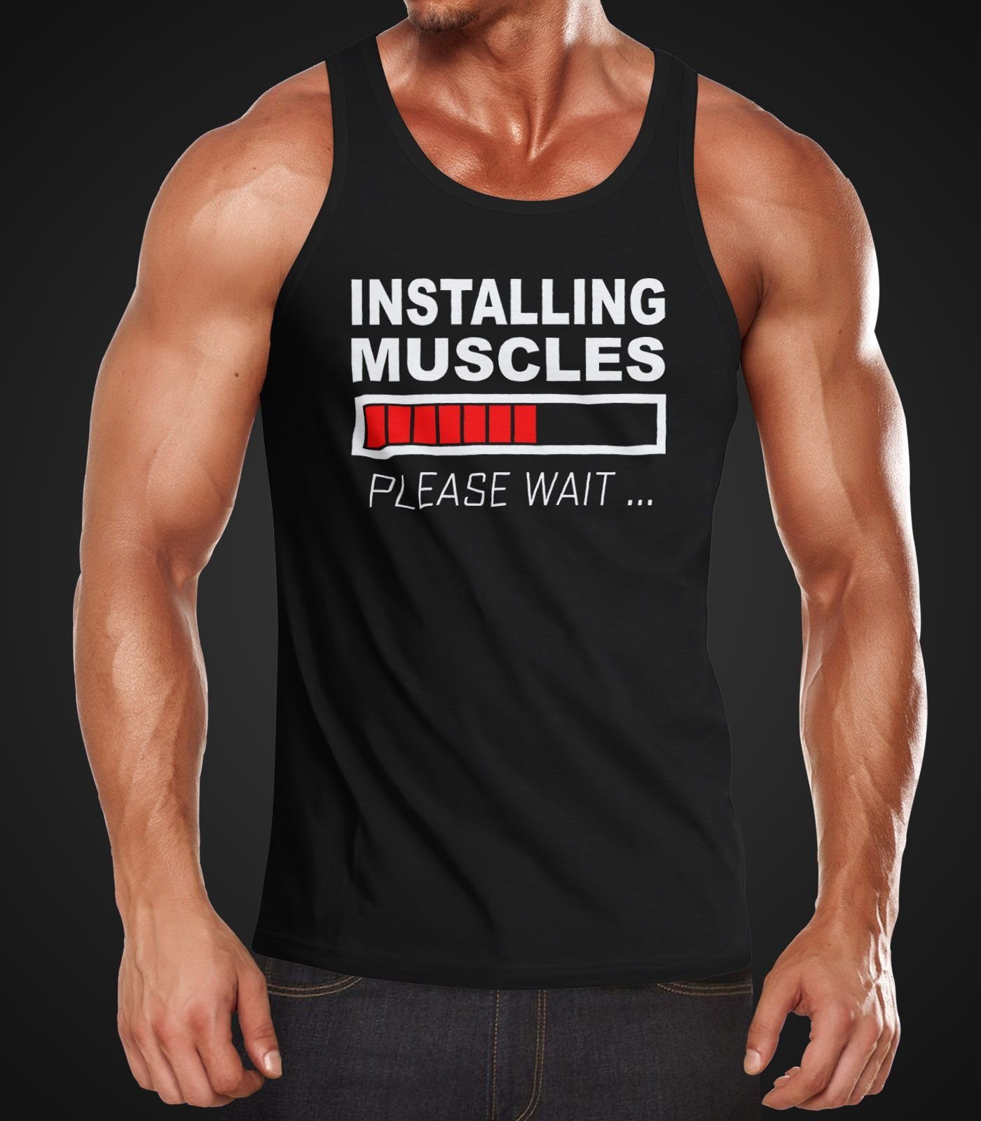 MoonWorks Tanktop Herren Tanktop Installing Muscles Please Wait Fitness Gym günstig online kaufen