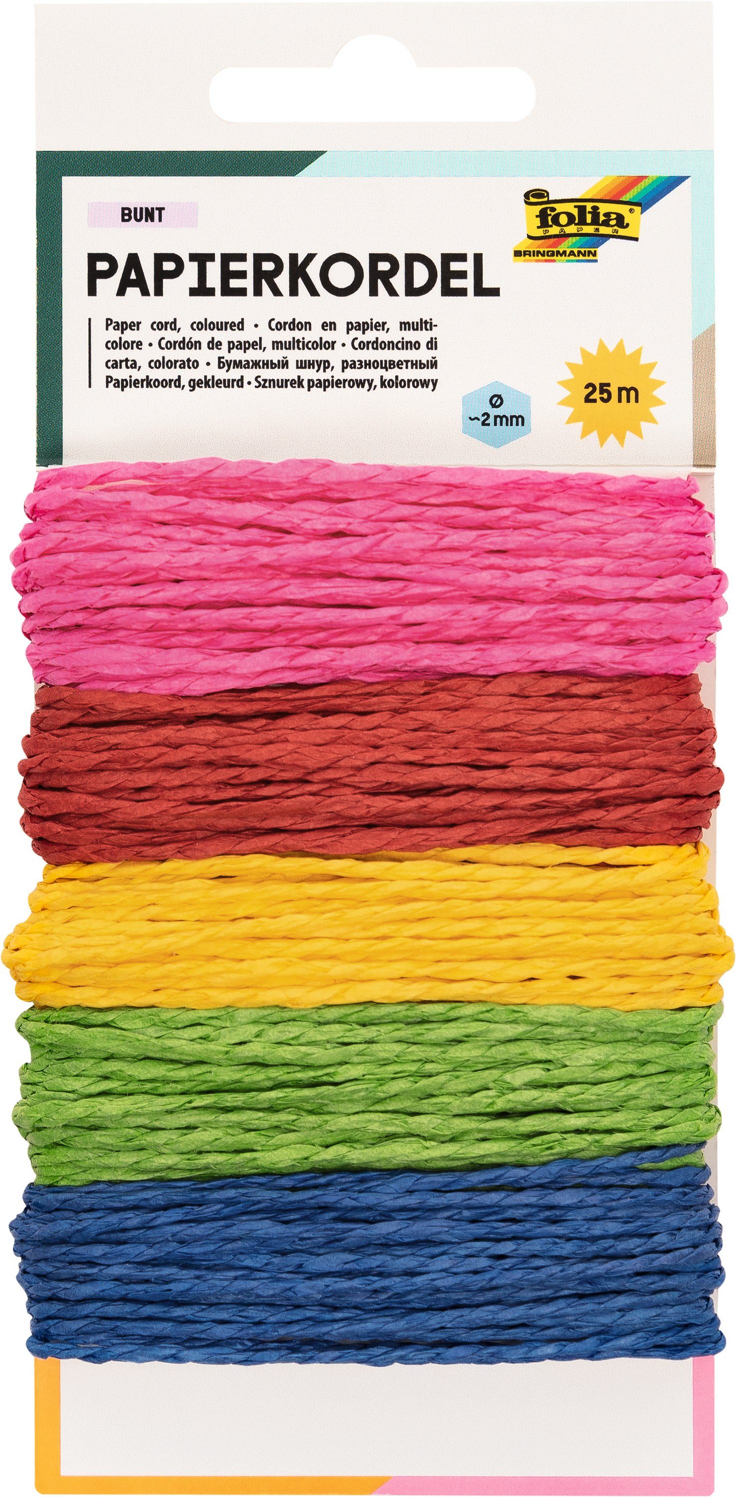 Folia Papierkordel Bunt Häkelwolle, 5 Stück