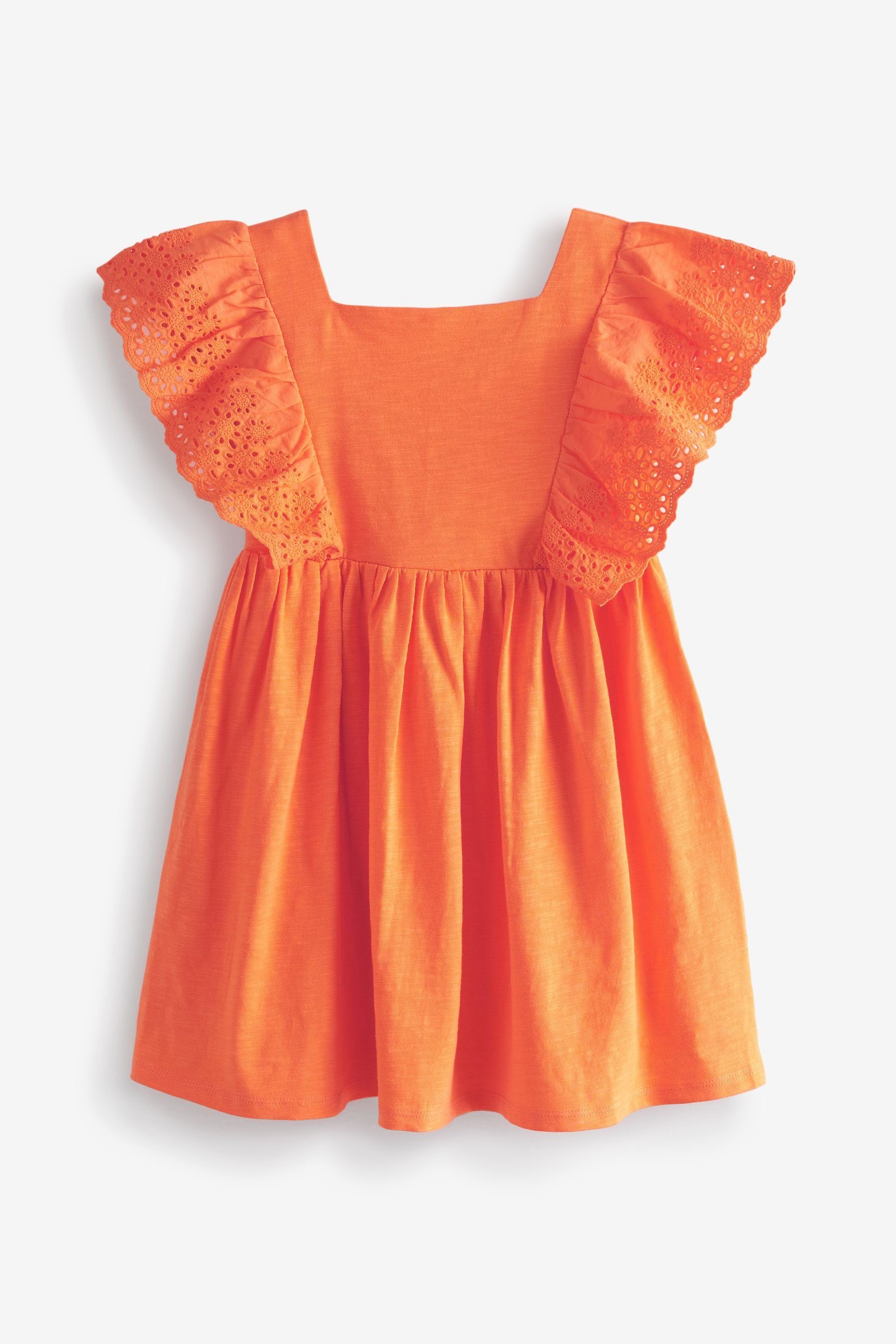 Next Jerseykleid Weiches Jersey-Kleid (1-tlg) Orange Lochstickerei mit