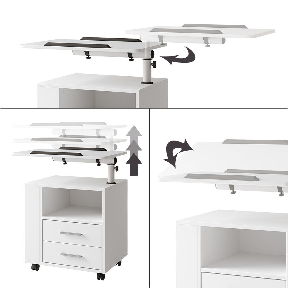 Vicco Nachtschrank Bora, Weiß, 90 x 40 cm mit 2 Schubladen