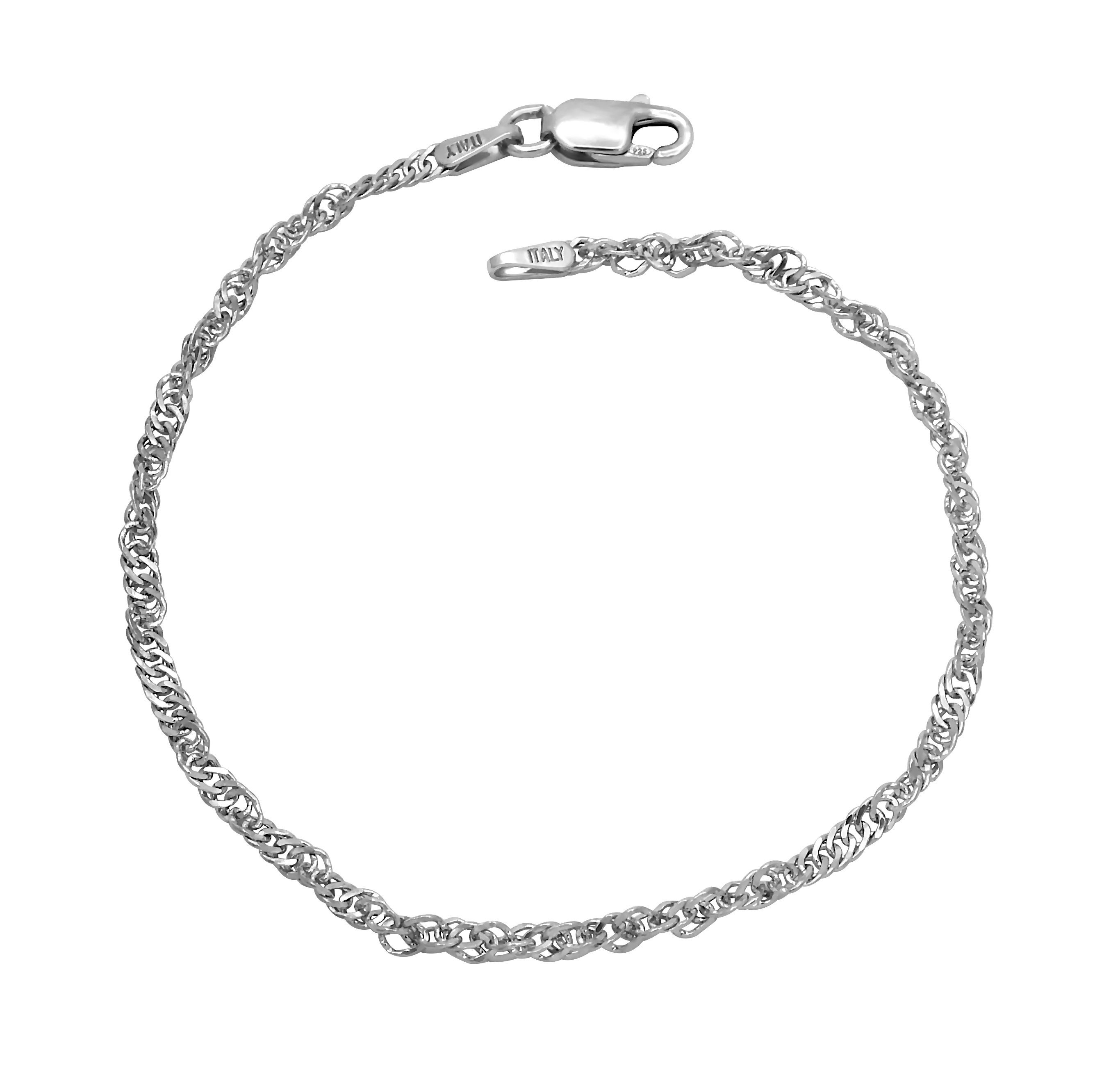 Silberarmband Singapurkette Armband 925 Sterling Silber rhodiniert 2,4mm breit