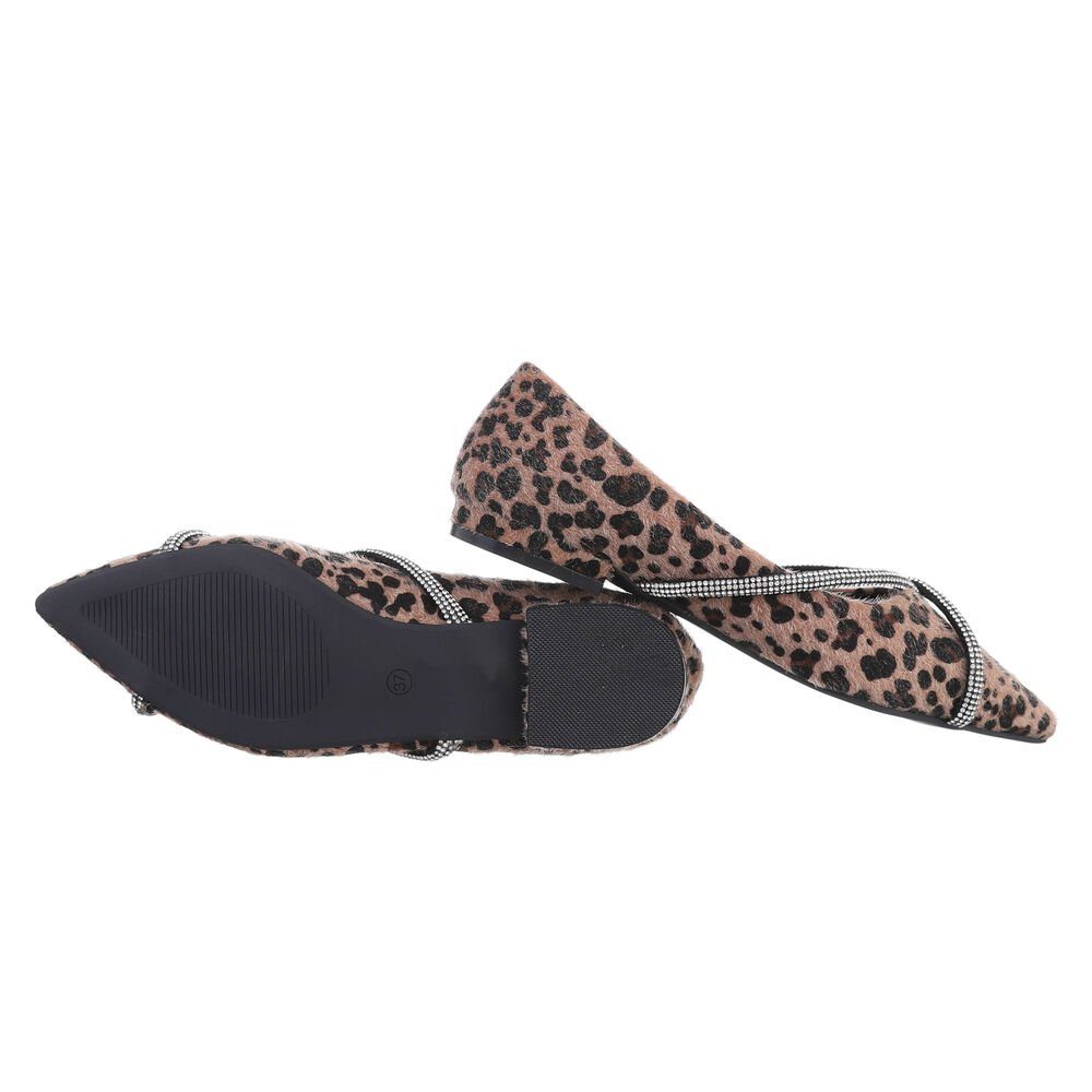 Ital-Design Damen Schlupfschuhe Party & Clubwear Ballerina Blockabsatz Klassische Ballerinas in Leo