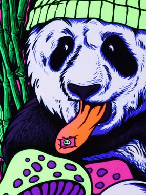 PSYWORK Poster PSYWORK Schwarzlicht Stoffposter Neon "Imagination Panda", 30x45cm, UV-aktiv, leuchtet unter Schwarzlicht