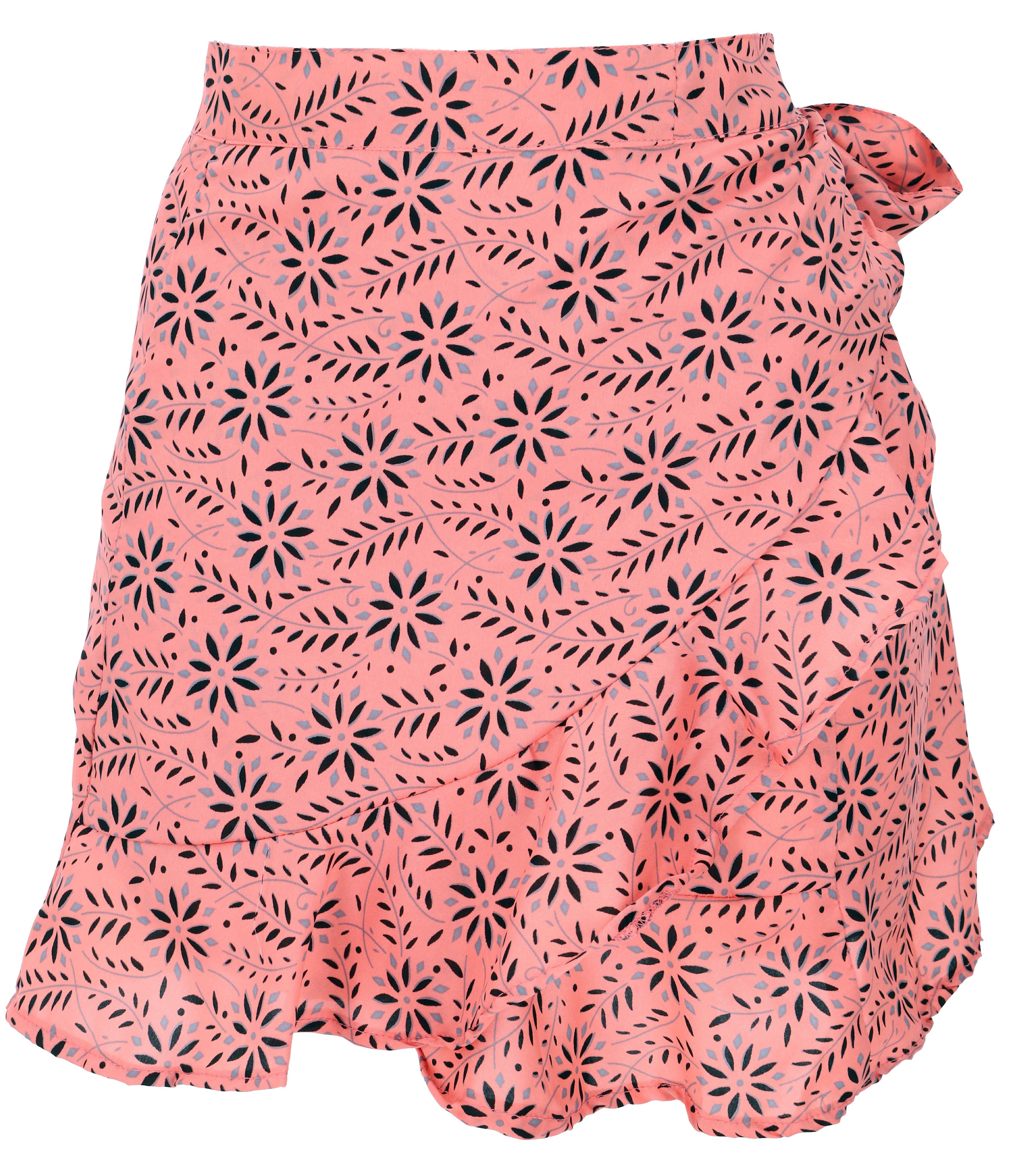 Guru-Shop Minirock Leichter seidiger Wickelrock, Boho Sommerrock -.. alternative Bekleidung