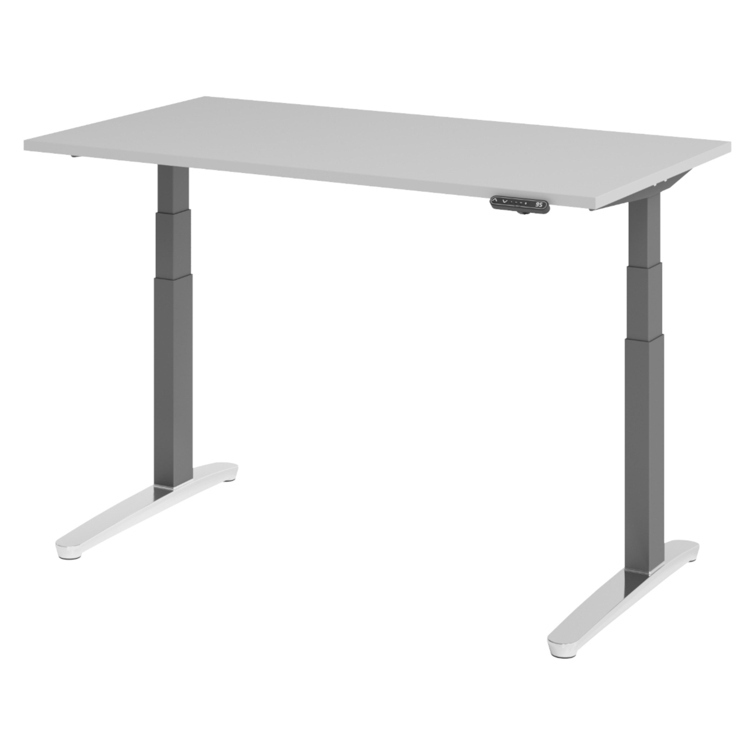bümö Schreibtisch bümö XBHM Schreibtisch, Rechteck: 140 x 80 cm - Dekor: Grau - Gestell: Graphit/Alu poliert