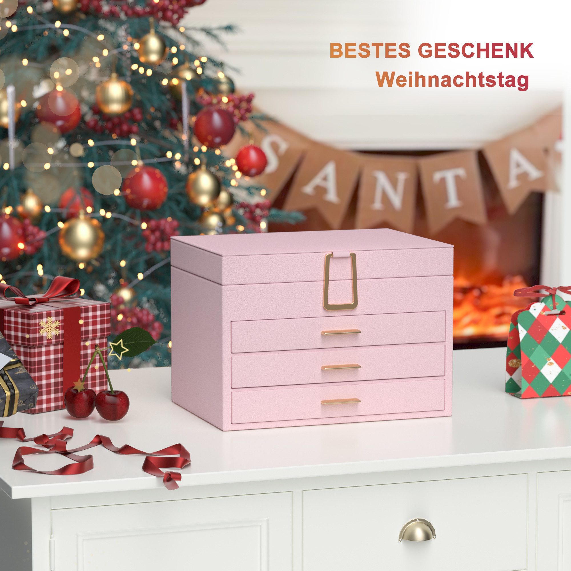 AdelDream Schmuckkassette Schmuckkasten mit 4 Ebenen