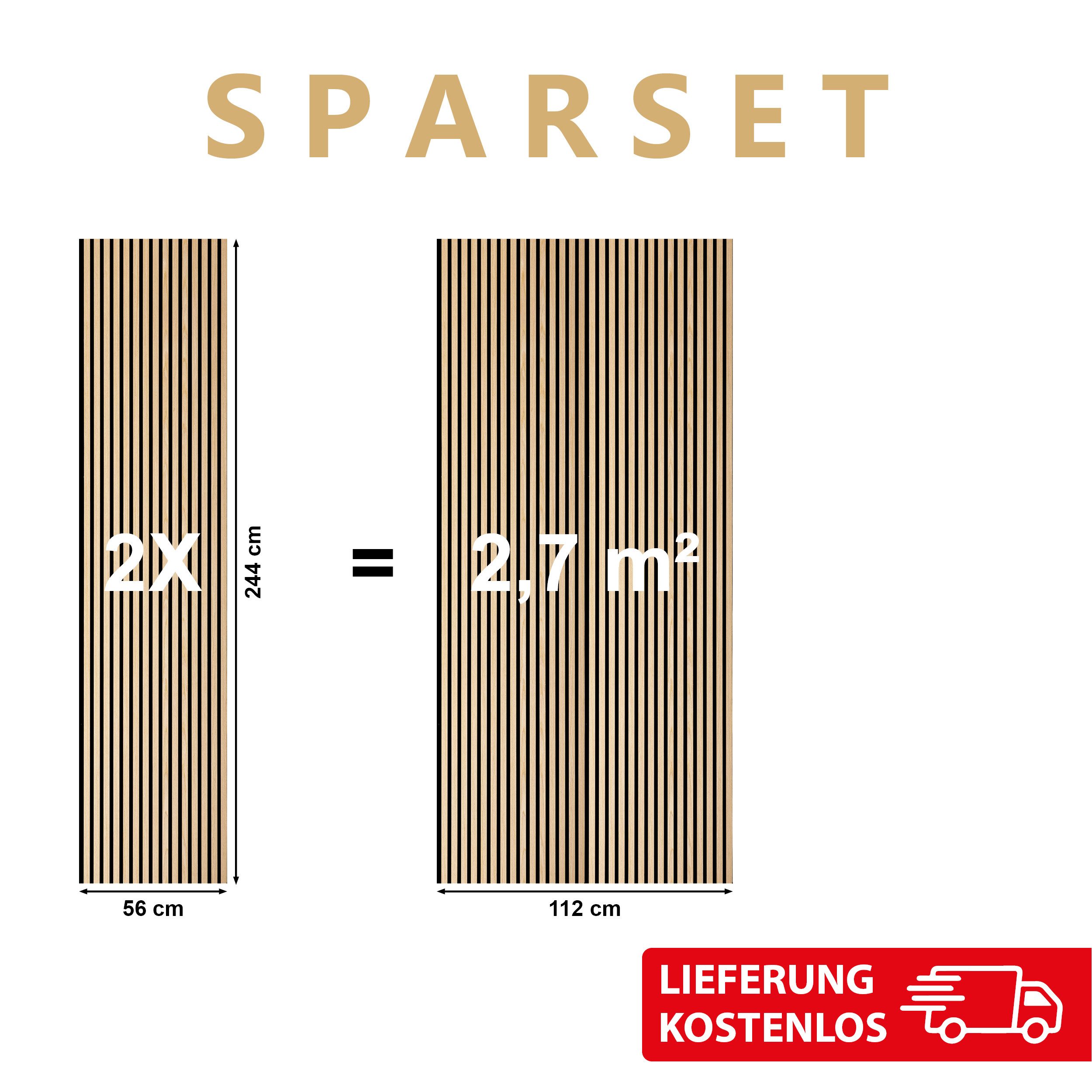 SONIDO Wandpaneel Sparset XXL Premium Akustikpaneele mit Eiche Echtholzoberfläche, BxL: 56,00x244,00 cm, 1,36 qm, (Sparset mit 2, 3 oder 4 Paneelen, 2-tlg., Ver – Bild 4 von 5