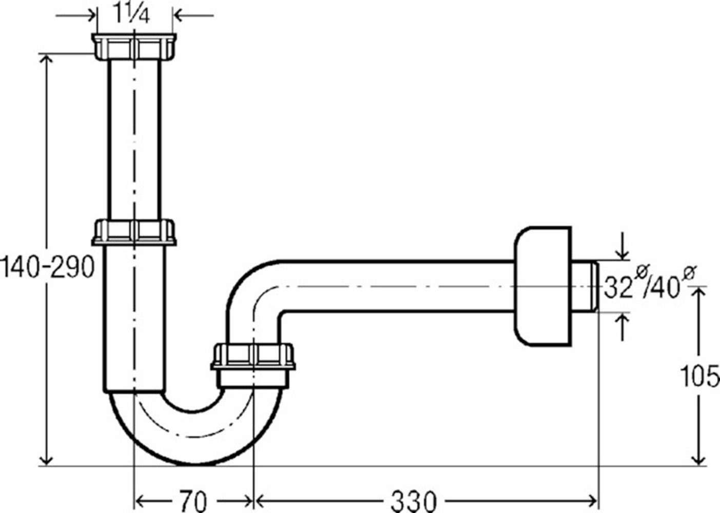Viega Siphon VIEGA Röhrengeruchverschluss 5611K 11/4" x 40mm Kunststoff weiss