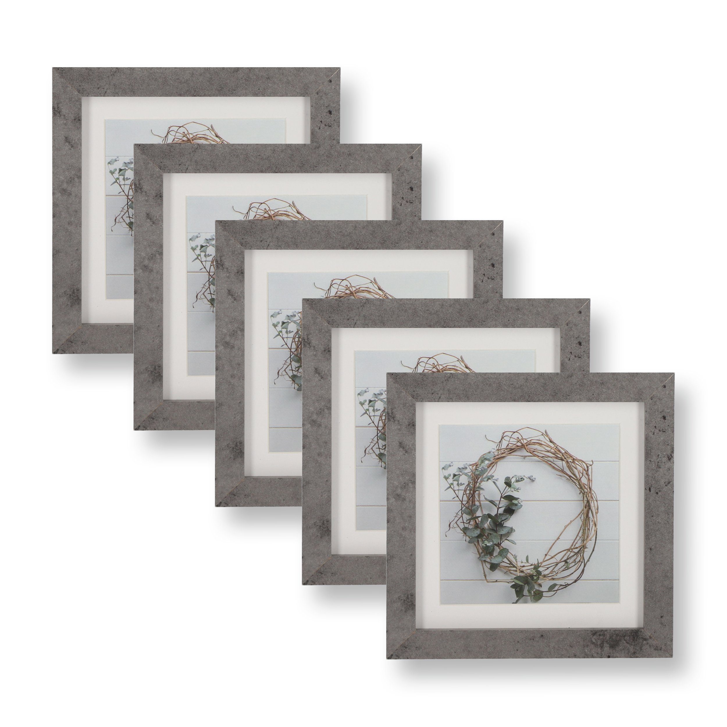 Wackadoo the Passepartout, Set), Frame Holz Bilderrahmen mit Beton (5er Bilderrahmen-Set Living FSC