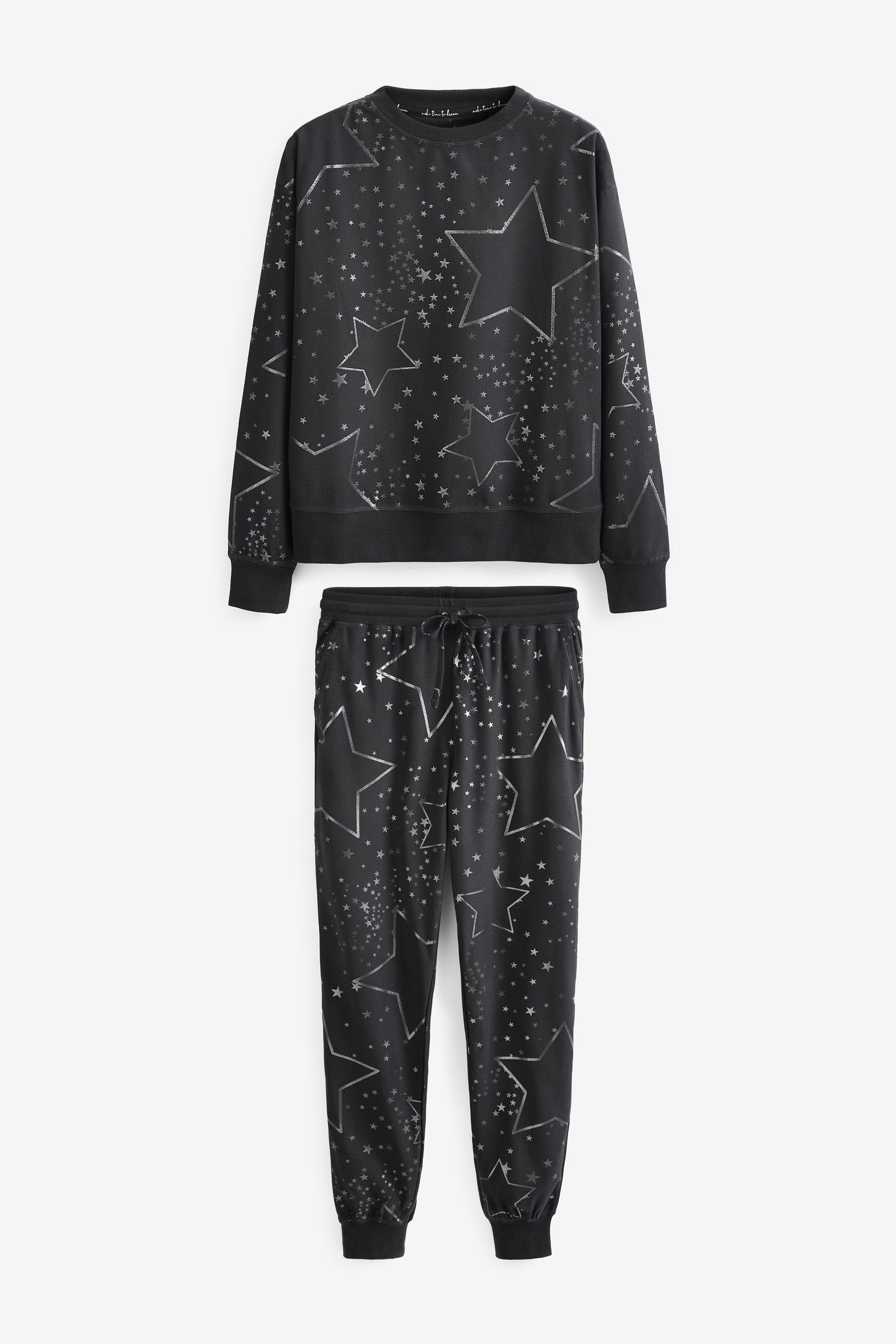 Next Pyjama Bequemer und superweicher Pyjama (2 tlg) Charcoal Star Foil