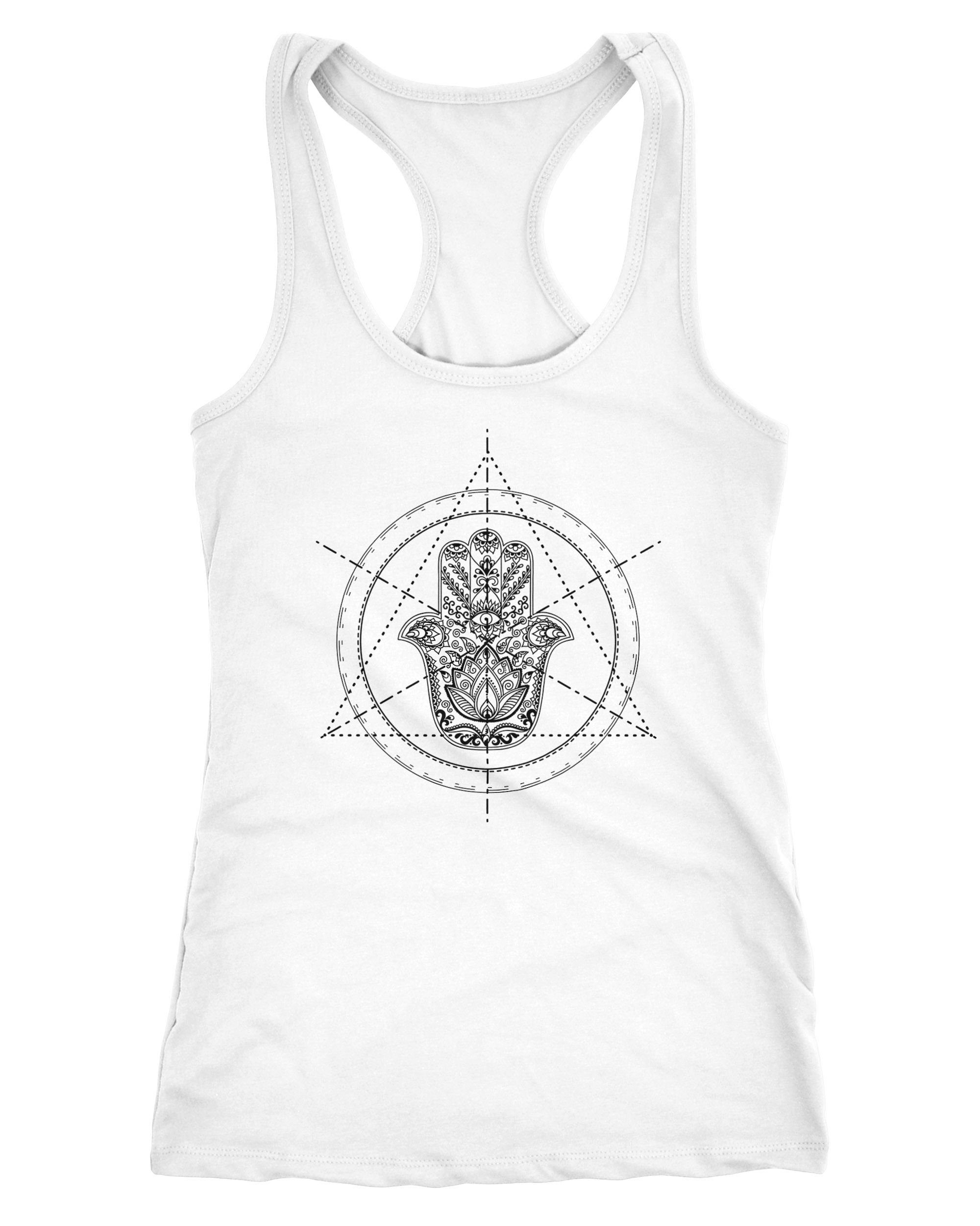 Tanktop Damen Tank-Top Hamsa Fatimas Hand Ethno Boho Bohemian Racerback