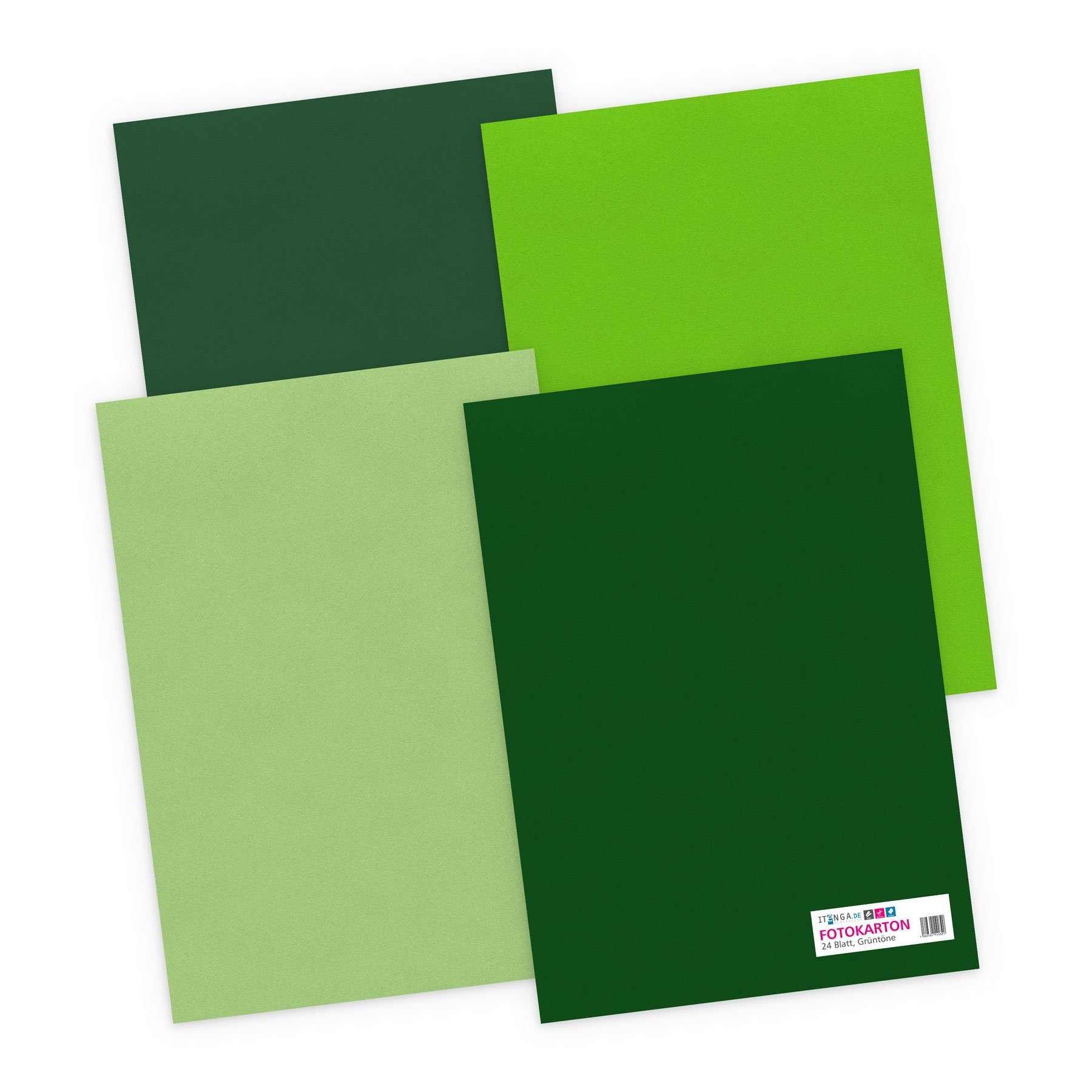 itenga Bastelkartonpapier itenga Tonpapier - A4 130 g/qm 24 Blatt - Grüntöne - 4 Farben je 6 Bla