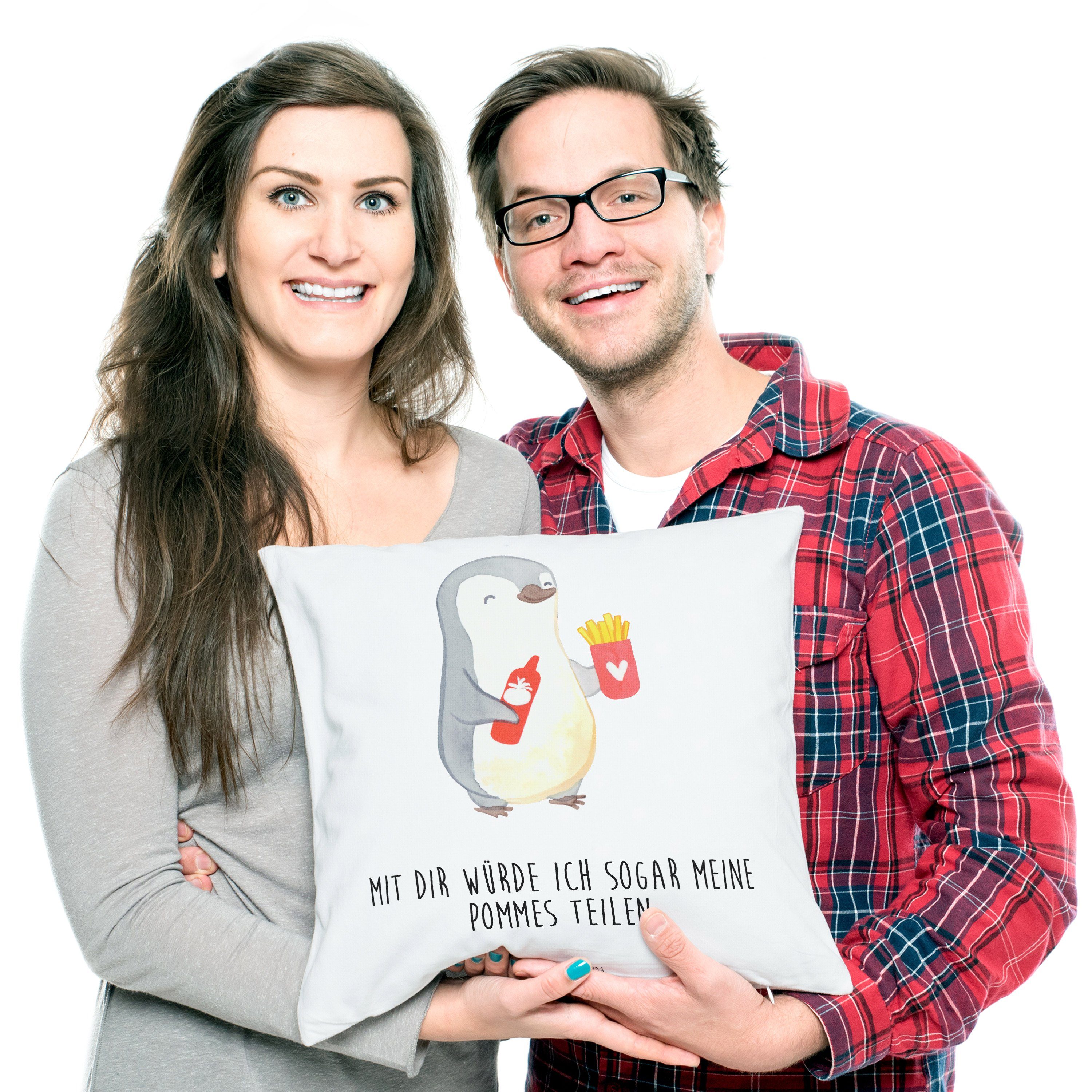 Mr. & Mrs. - Pommes Panda Weiß Pinguin Geschenk, Geschenk Freundin Dekokissen Männer, - für für