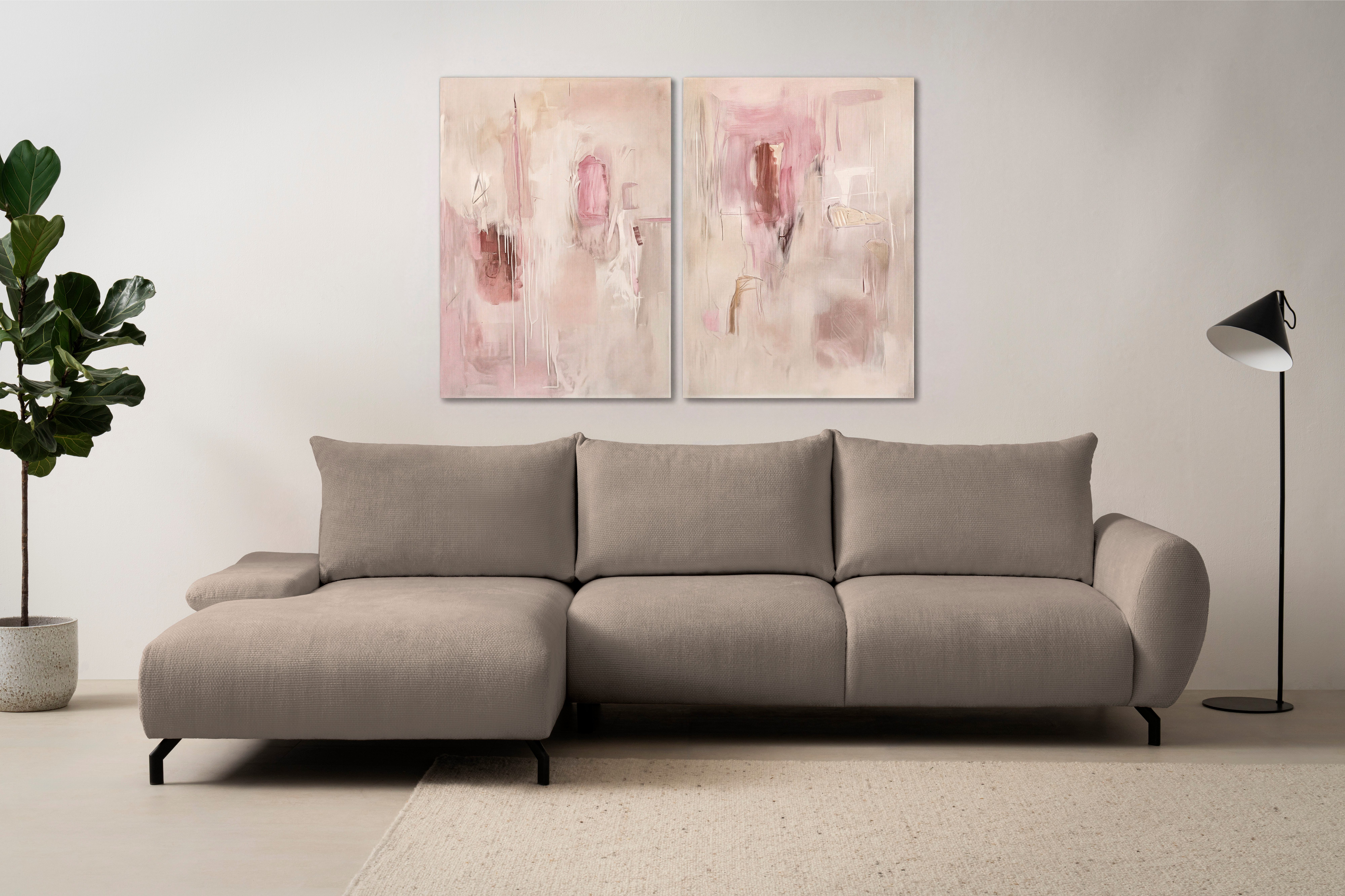 OTTO home Ecksofa KELLIE, L-Form, 315 cm, verstellbare Armlehne, Metallfüße, wahlweise Recamiere links o. rechts, Chenille-Stoff, hoher Sitzkomfort