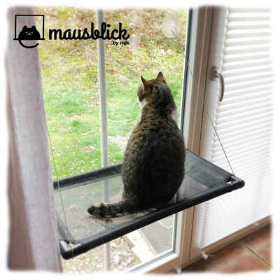 riijk Katzen-Hängematte »Mausblick«, Katzenhängematte für Katzen bis 23 kg, extra Stabiler Fensterliegeplatz, Fensterliege Katzenliege für schmale Fenster
