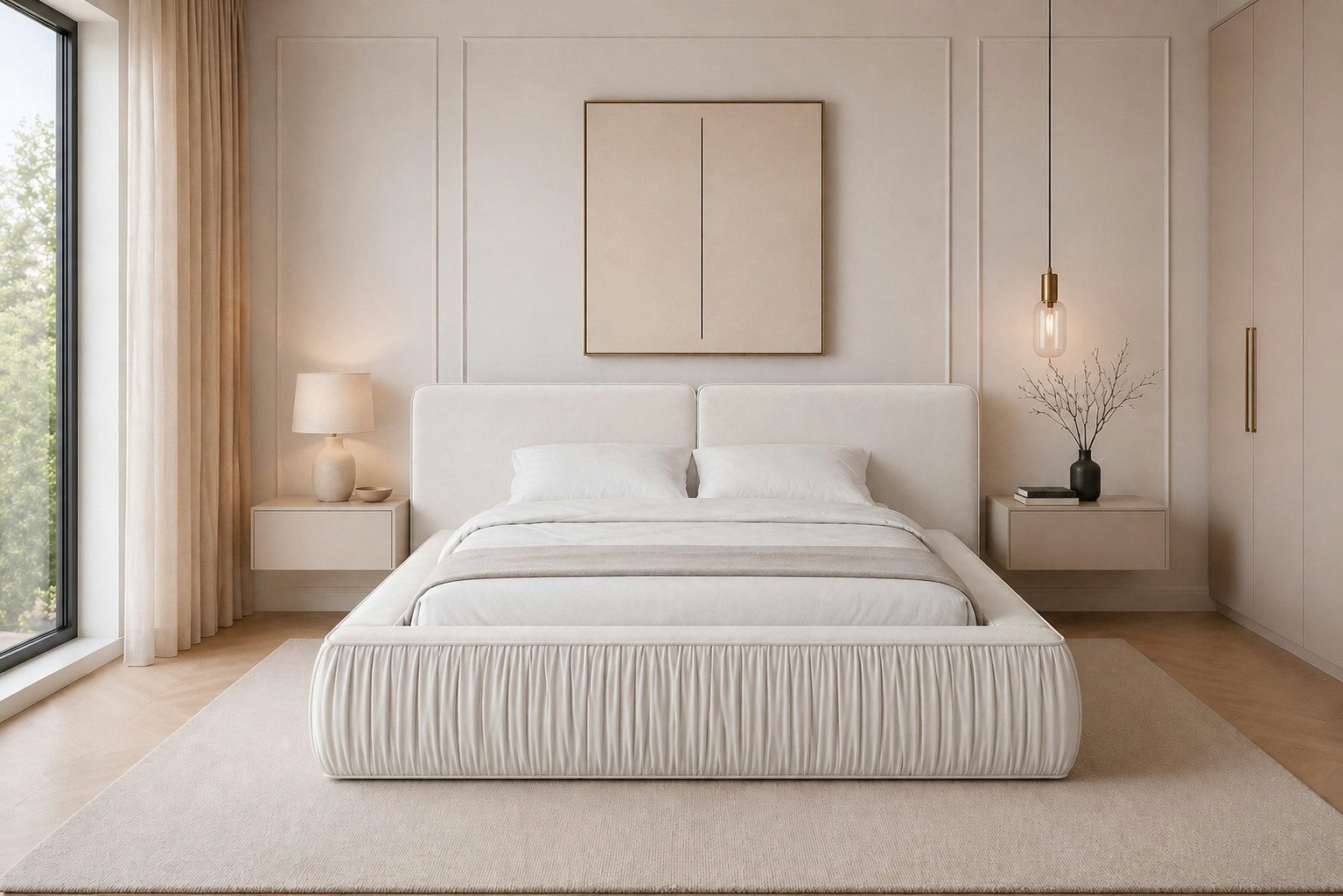 MOEBLO Polsterbett 08 (aus edlem Samt (Riviera Velours) – Modernes Designer-Doppelbett mit weich gepolstertem Kopfteil, stabilem Metall-Holz-Rahmen und großem Bettkasten mit Gaslift – Komfortables Stauraumbett für stilvolle Schlafzimmer), (BxHxT): 207 / 227 / 247 x 94 x 240 cm