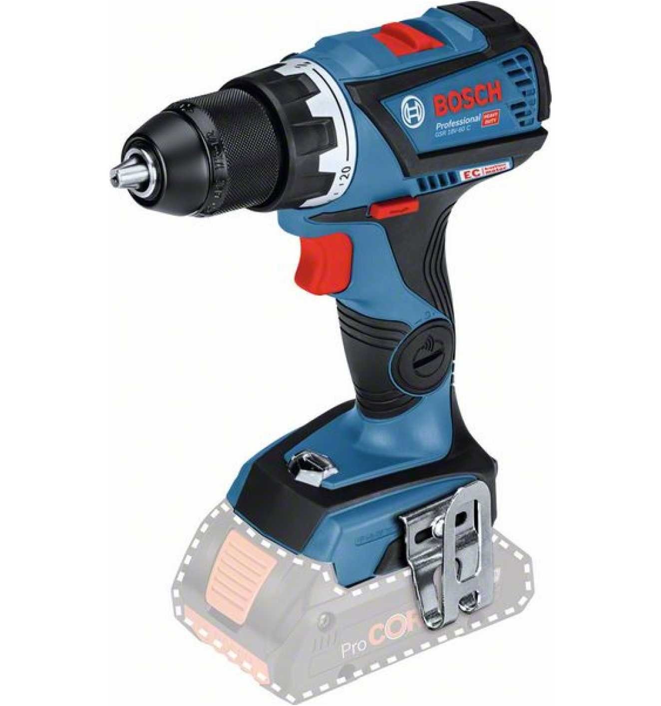 Bosch Professional Akku-Bohrschrauber GSR 18V-60 C, 18 V, max. 1900,00 U/min, ohne Akku und Ladegerät