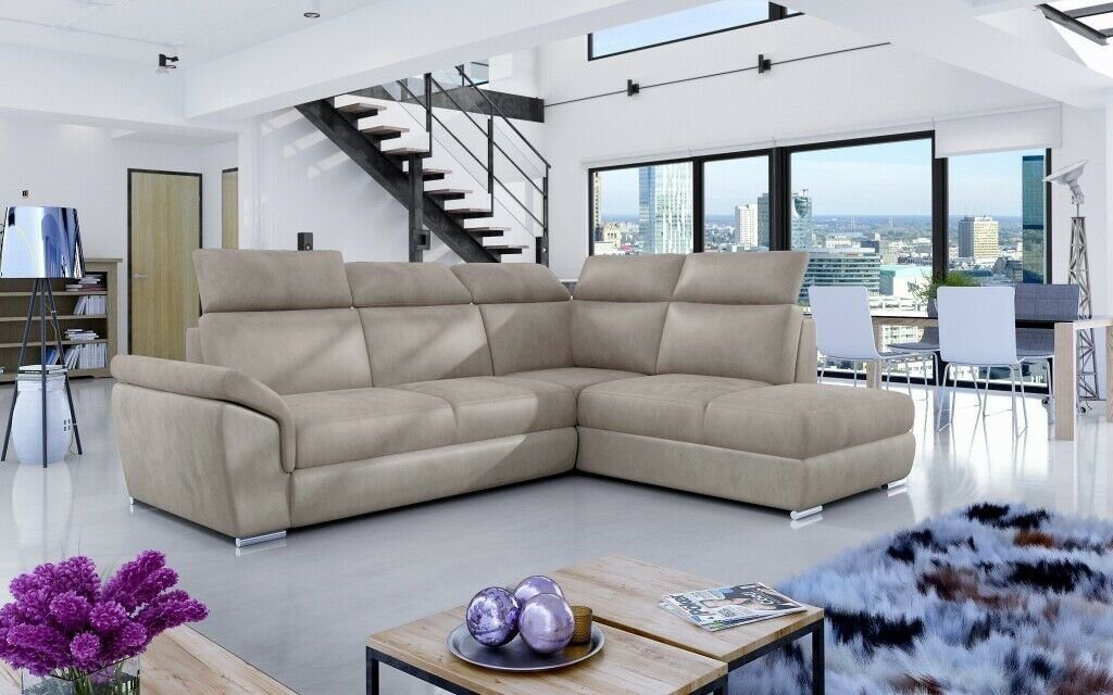JVmoebel Ecksofa, Stoff Design L-Form Ecksofa Beige Couch Textil Sofa Polster Modern