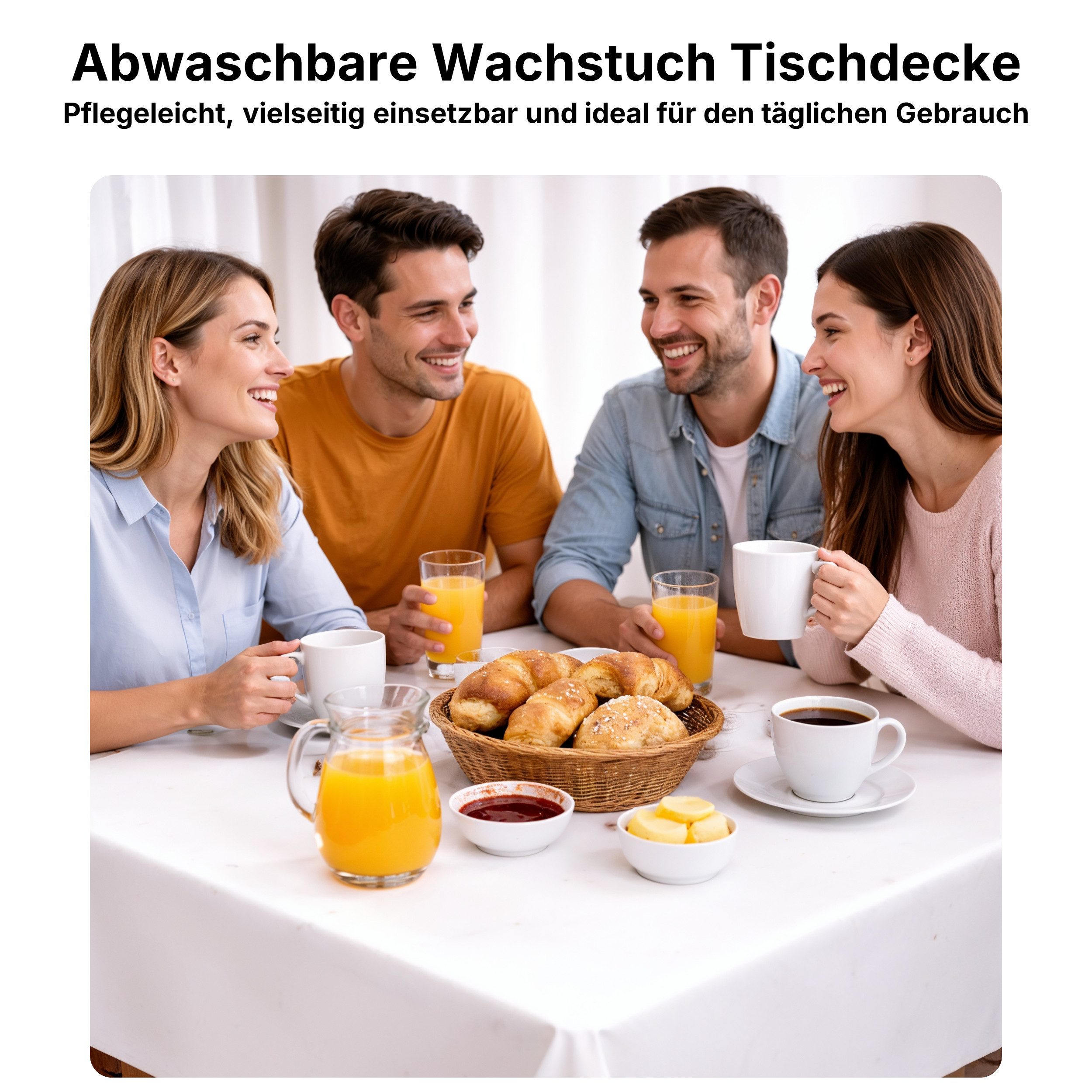 Melody Gartentischdecke Tischdecke Wachstuch Uni weiss abwaschbar eckig rund oval, fleckenabweisend, wasserabweisend, bedruckt, abwischbar