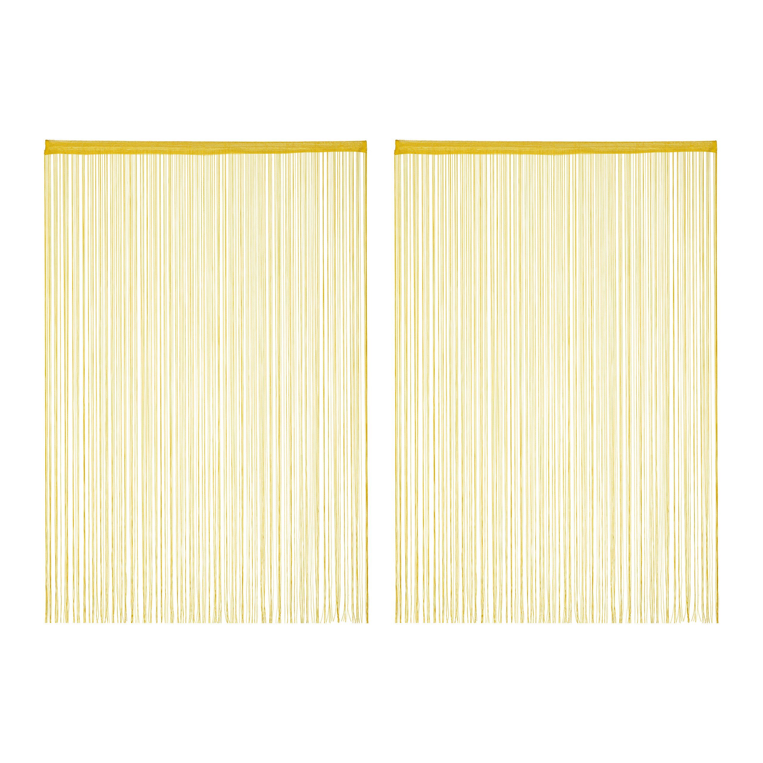 Fadenvorhang 2 x Fadenvorhang gold 145 x 245 cm, relaxdays | Fertiggardinen