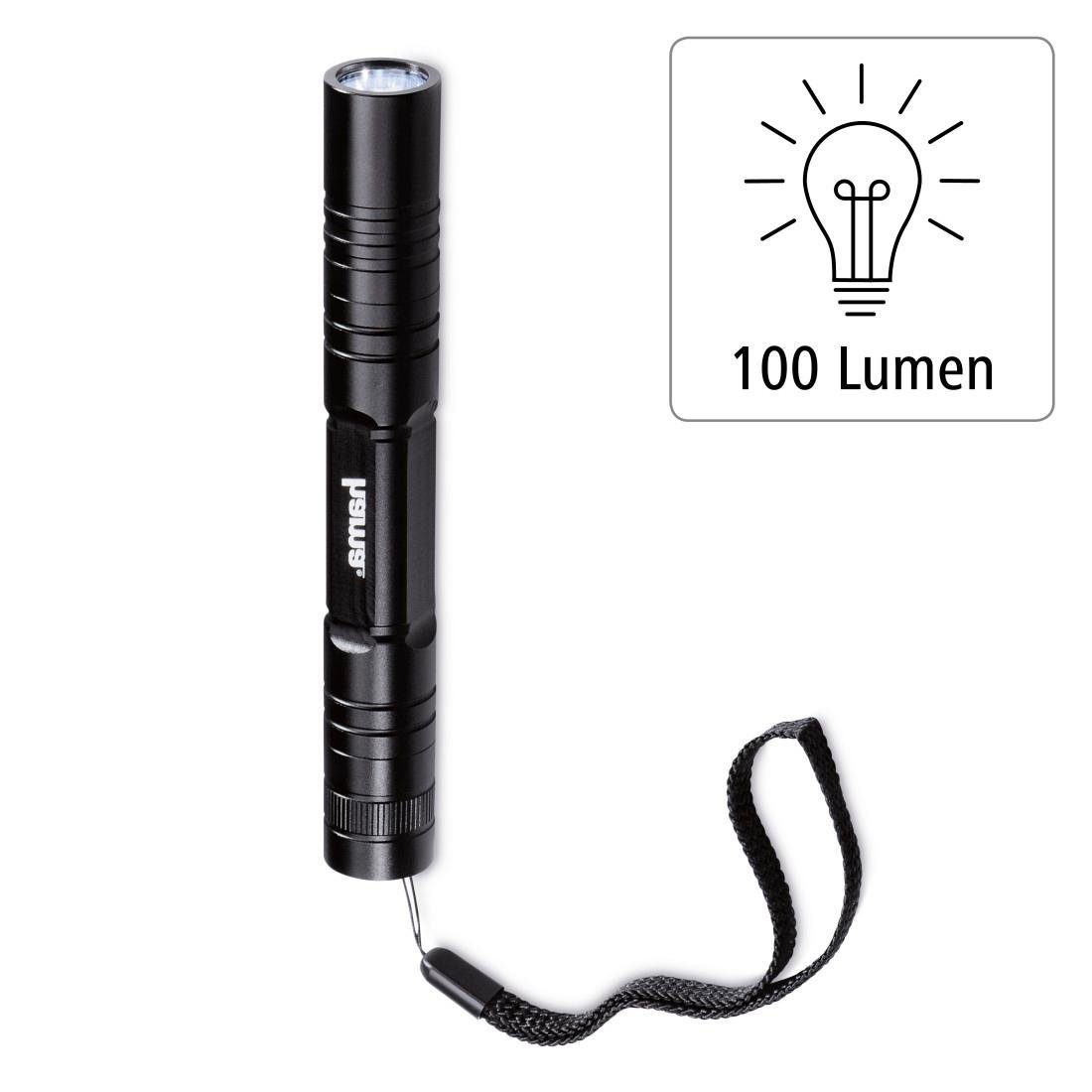 Taschenlampe, R-147", Batterietyp: Schwarz Mignon Taschenlampe "Regular 100 Batterien: Lumen: LED-Taschenlampe 2 Hama AA - Max. LED - - Anzahl