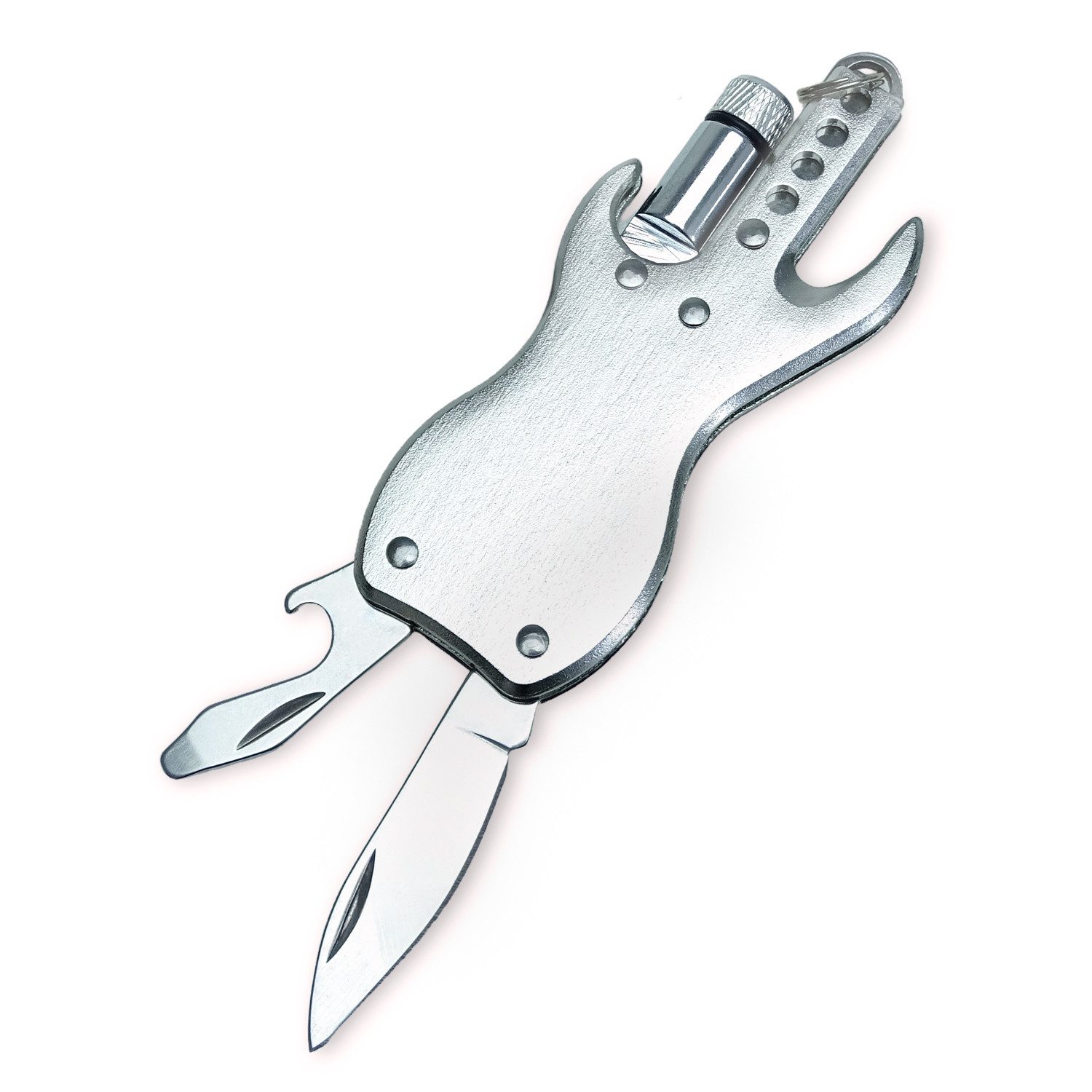 E-Gitarre keepdrum Schlüsselanhänger KDMT-SV Multitool Gitarre silberfarben