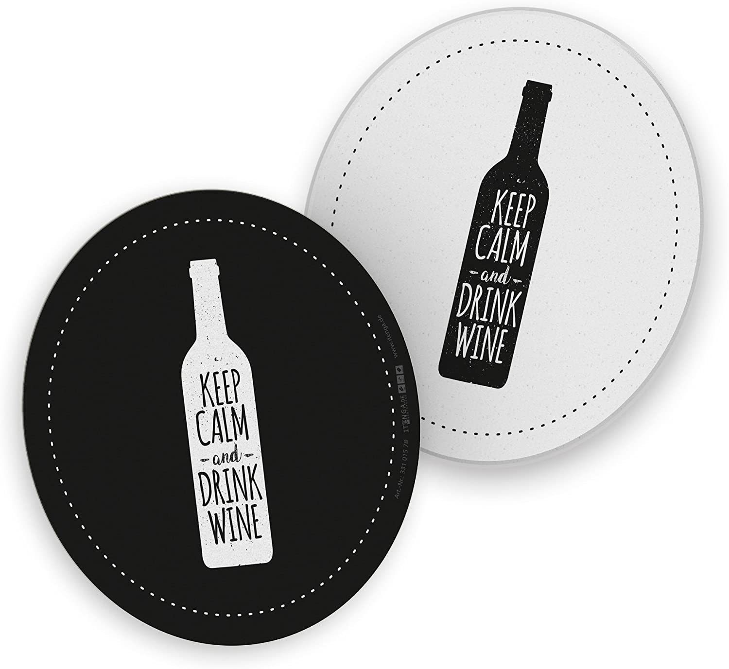 itenga Bierdeckel itenga 10x Bierdeckel Untersetzer Wein Keep calm and drink wine schwar