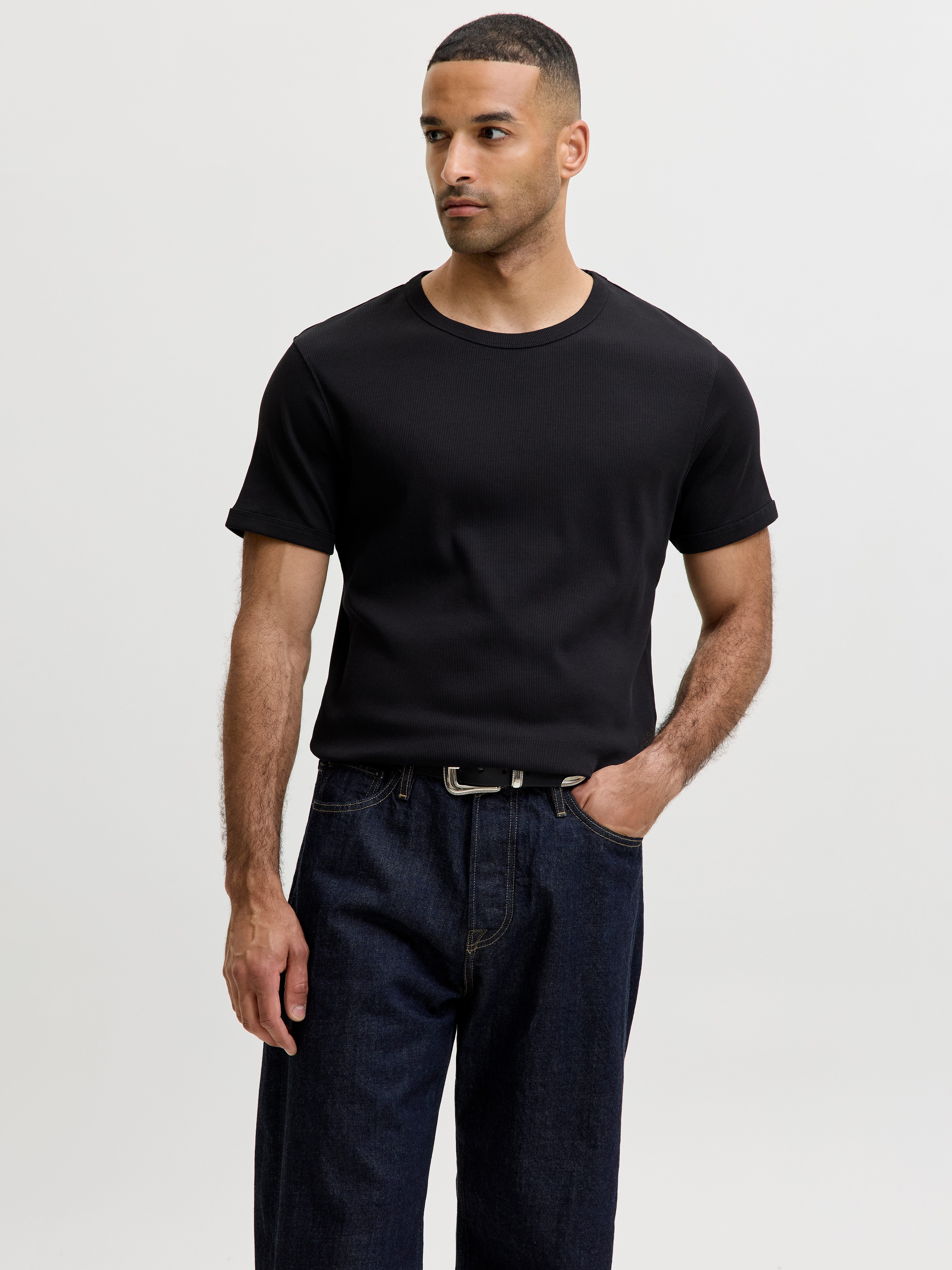 Jack & Jones Rundhalsshirt JJEORGANIC RIB TEE SS CREW NECK 2PK MP (Packung, 2-tlg) Baumwollmischung, slim fit – Bild 4 von 5