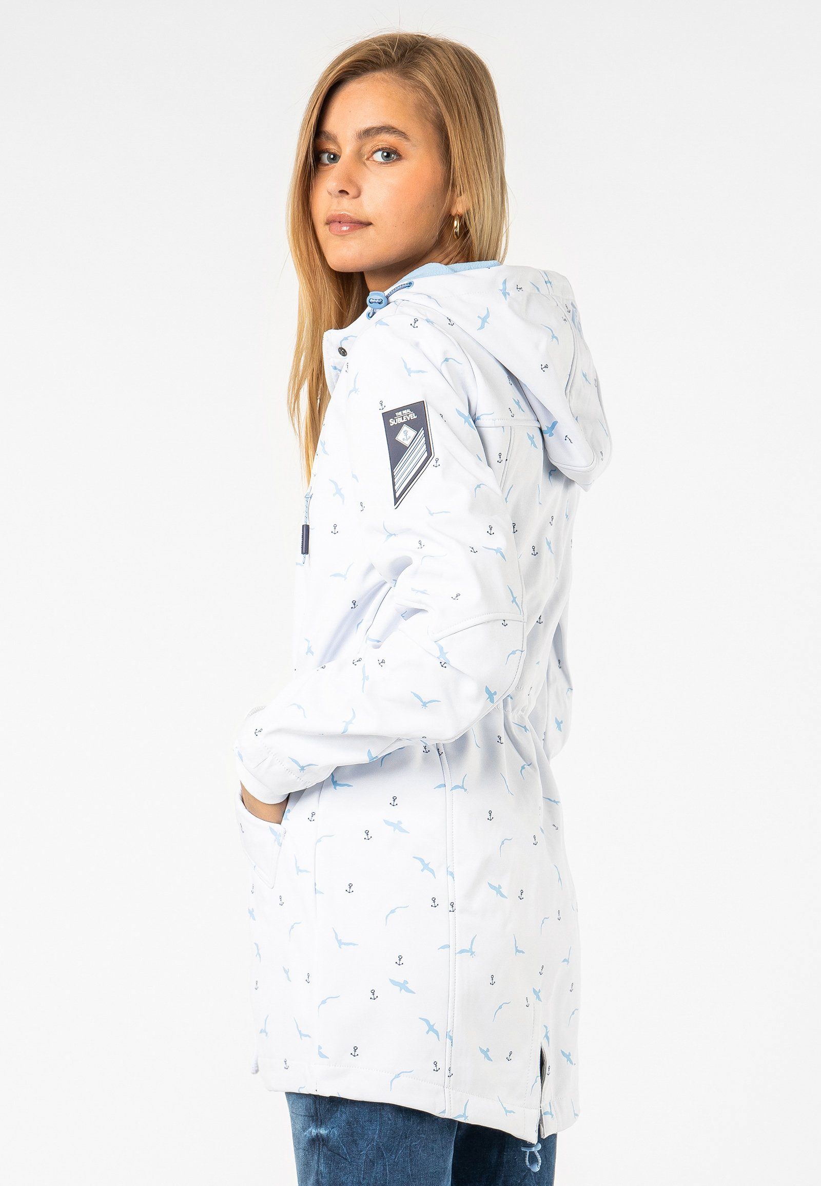 mit SUBLEVEL Softshelljacke Softshelljacke Muster white-blue