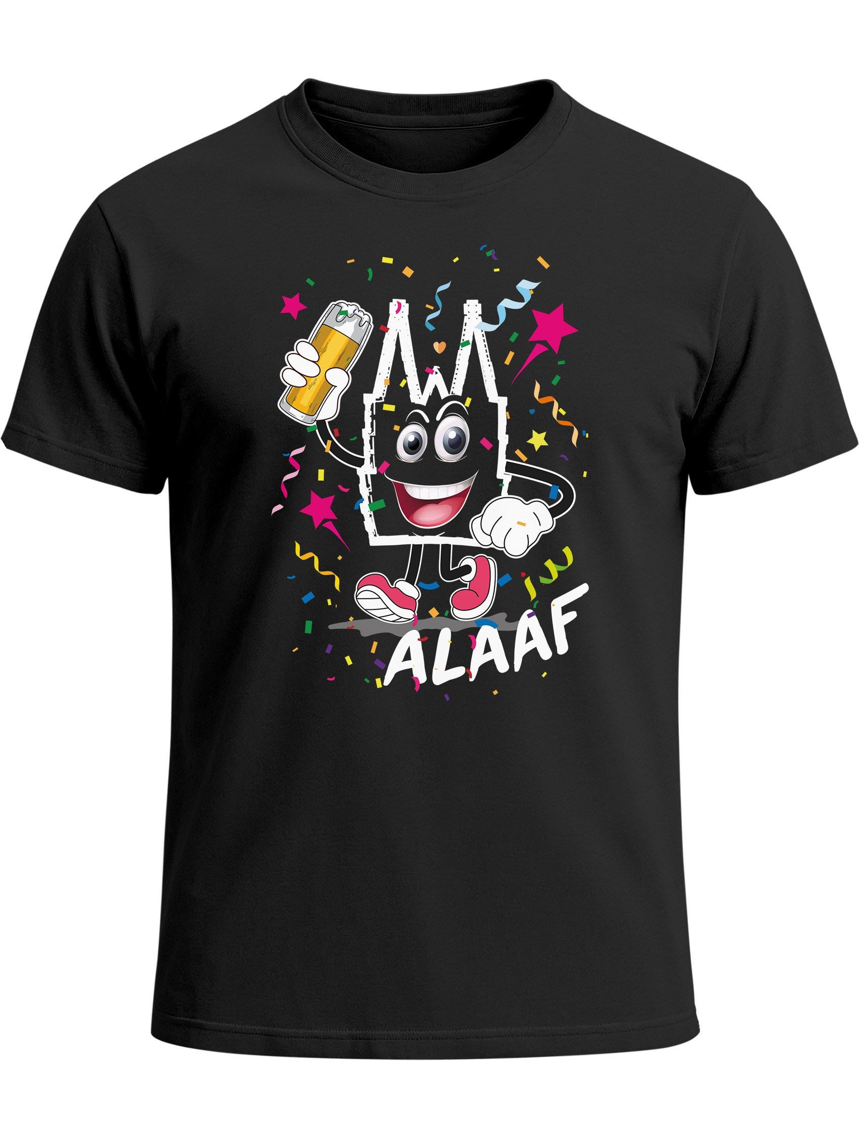 Print-Shirt Herren T-Shirt Fasching Karneval Kölner Dom Alaaf Feiern Konfetti