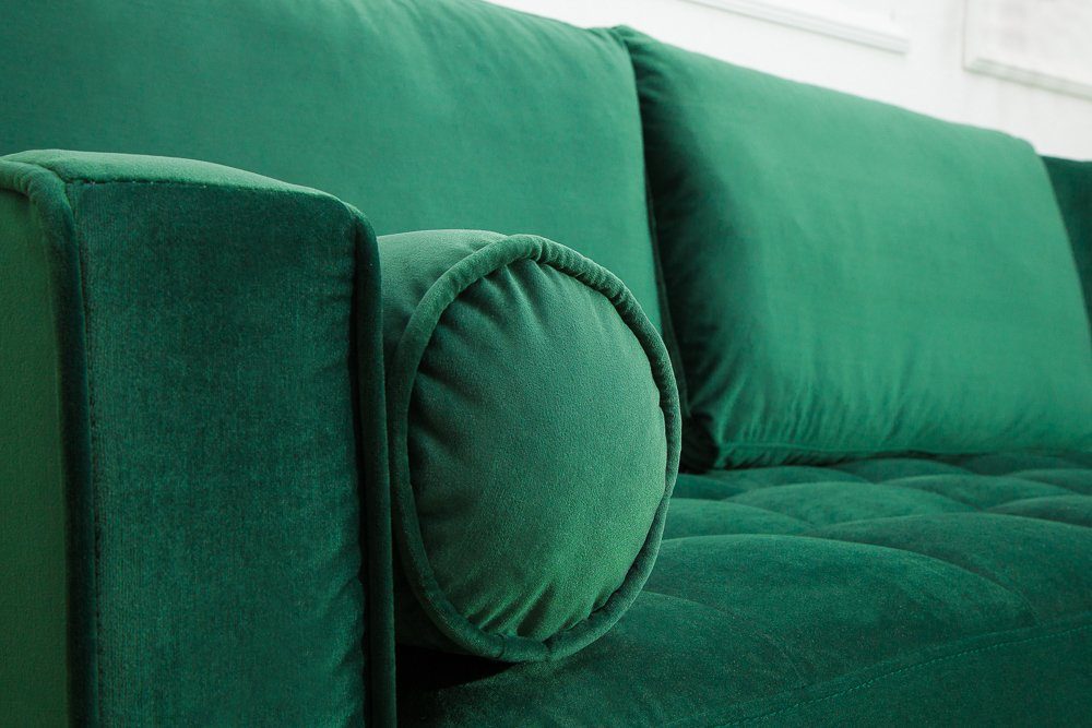 Federkern Kissen smaragdgrün · gold, Wohnzimmer · Barock · / 1 Couch Ecksofa riess-ambiente VELVET Samt COZY 260cm · inkl. Teile, Einzelartikel L-Form · schwarz