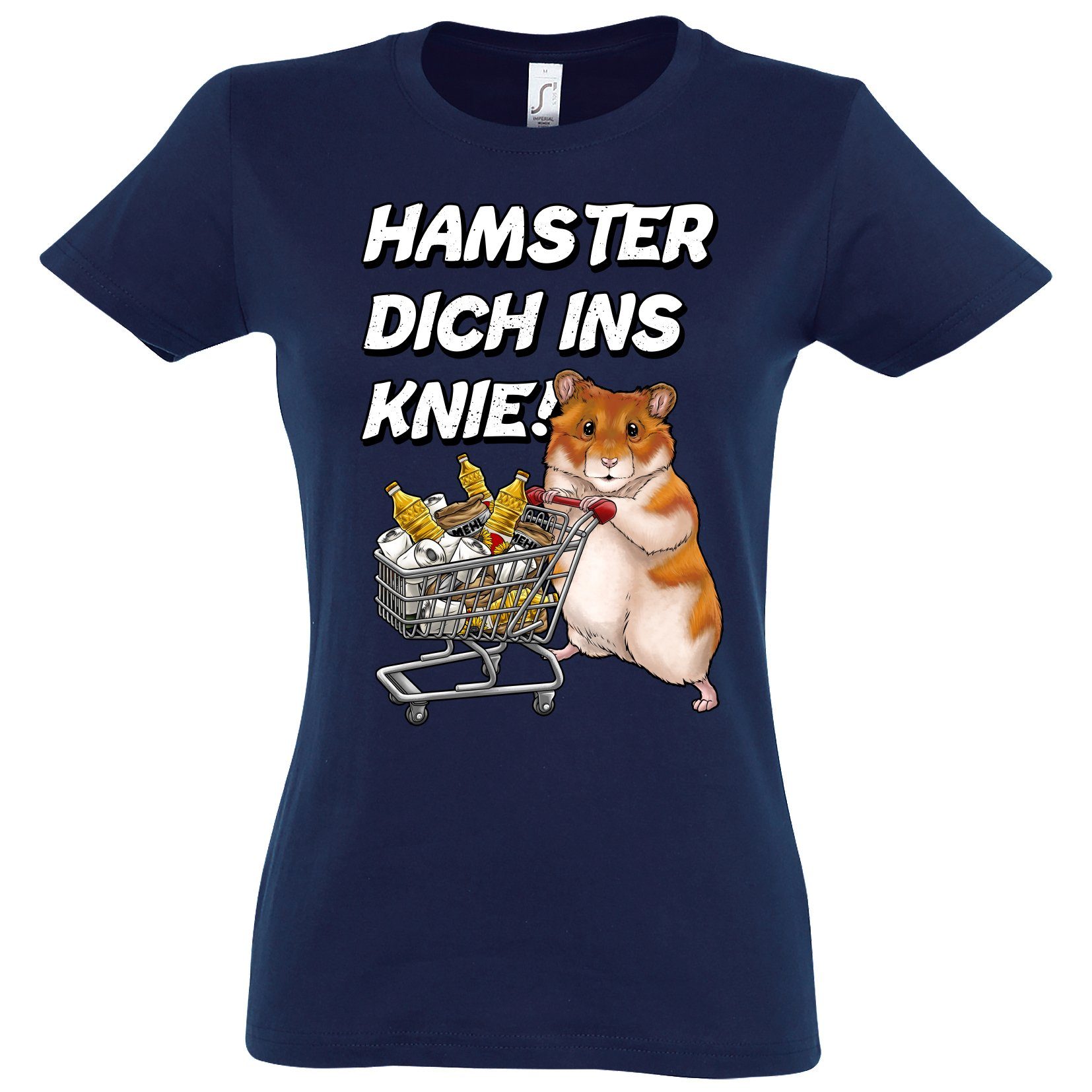 Print-Shirt HAMSTER DICH INS KNIE Logo Damen T-Shirt