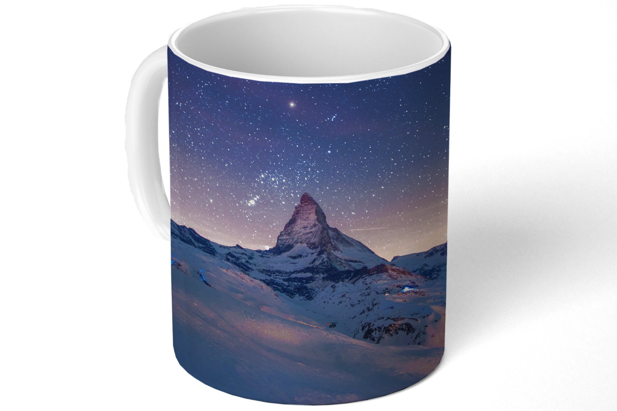 MuchoWow Tasse Alpen Schnee, Kaffeetassen, Teetasse, - Geschenk Teetasse, - Sternenhimmel Keramik, Becher