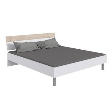 Lomadox Schlafzimmer-Set BRADFORD-43, (Spar-Set, 3-St), Bett 160x200 cm, 2 Nachtschränke in weiß mit Eiche