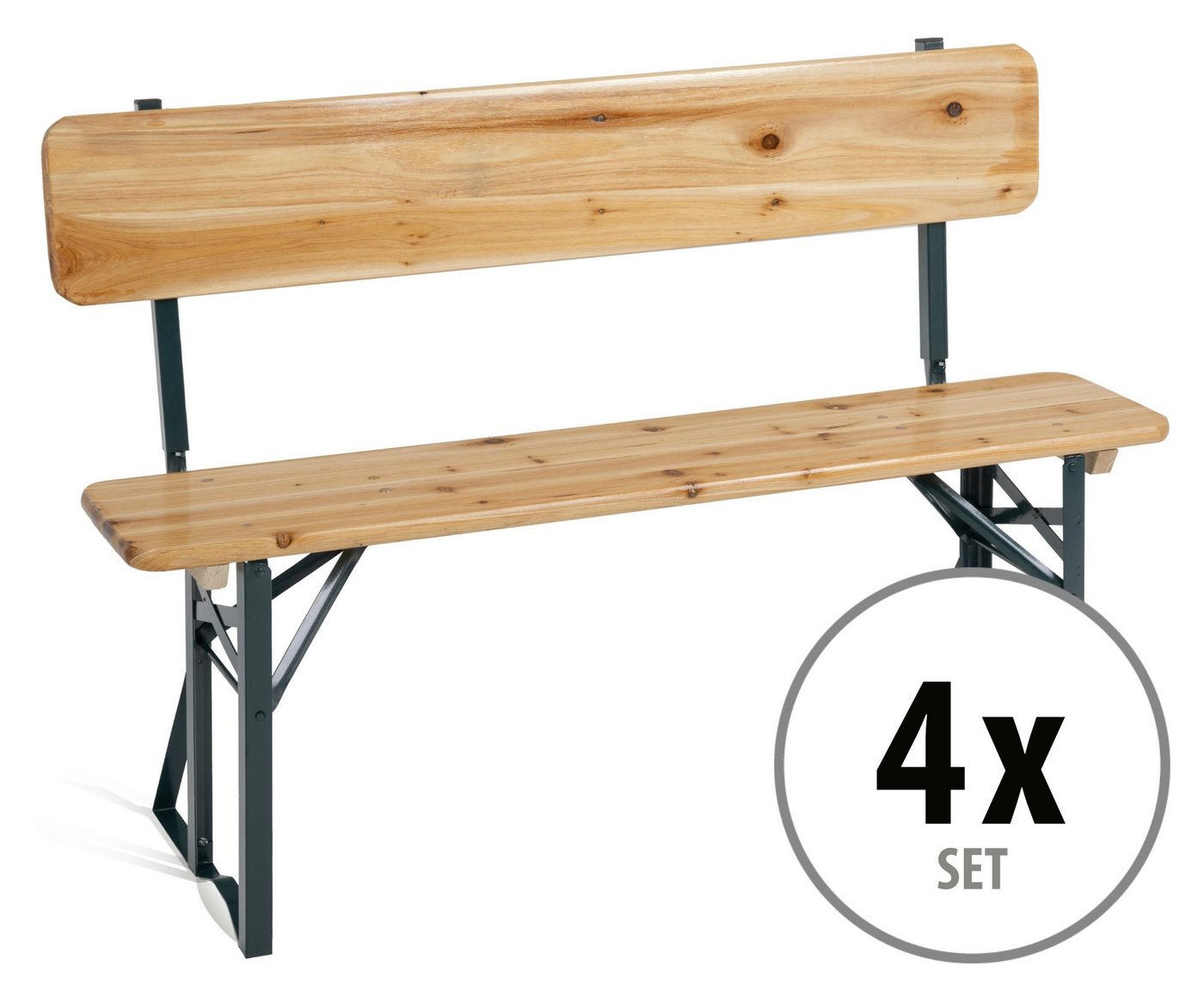 Stagecaptain Sitzbank "Hirschgarten" Bierzeltbank mit Lehne 119 cm (4-St), Gartensitzbank, Campingbank, Gartenbank zusammenklappbar