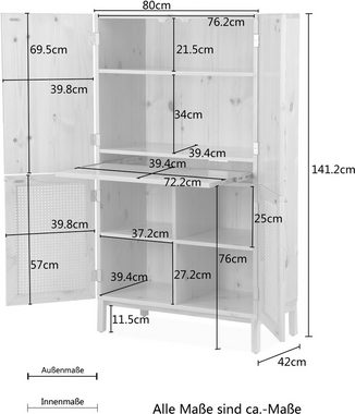 andas Highboard Gatwick, ausziehbare Schreibtischplatte, Massivholz, Design by Morten Georgsen