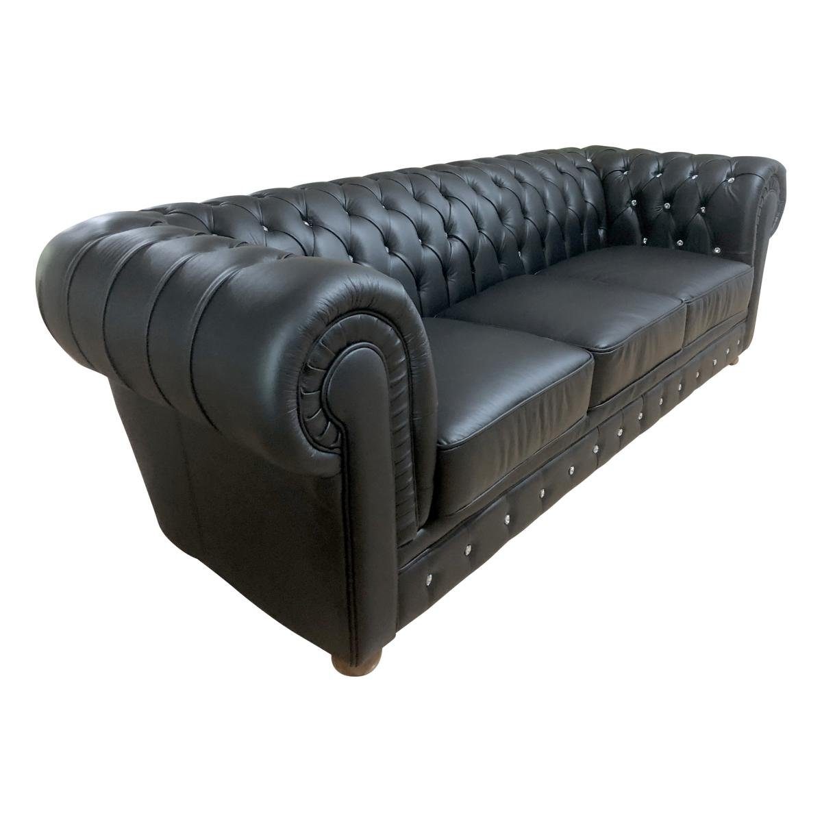 Salottini Chesterfield-Sofa Luxus 3er Sofa Chesterfield 3-Sitzer Couch Newcastle Ledersofa, 1 Teile, Handarbeit