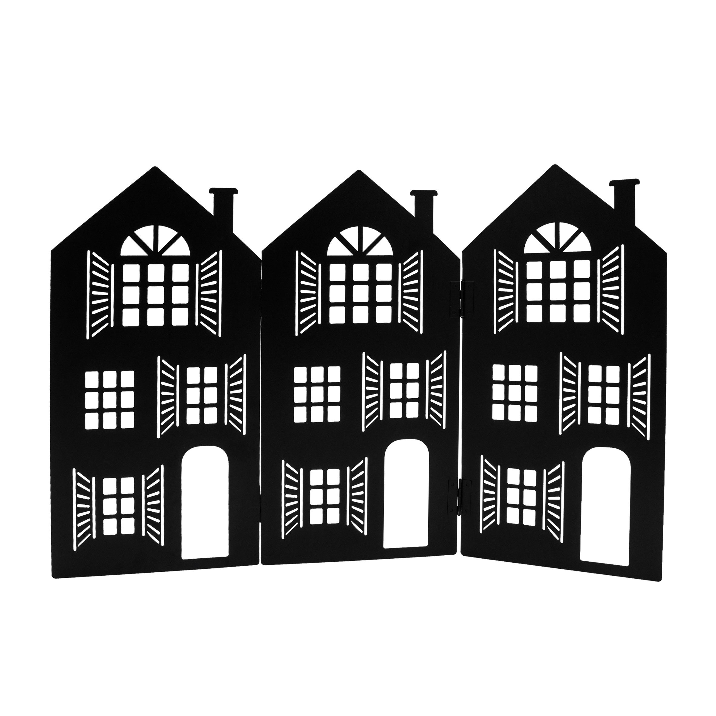 Spetebo Weihnachtsdorf XXL Häuserzeile Klappbar aus Metall, klappbare Deko Häuser Skyline